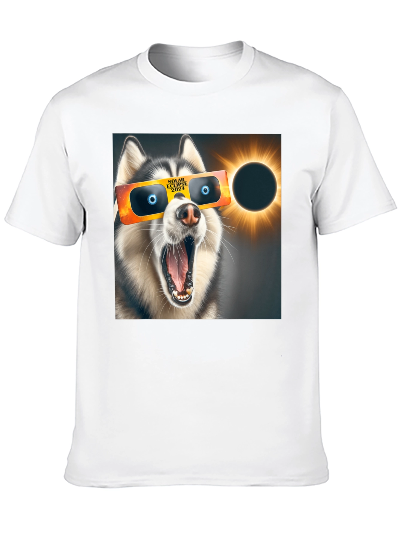 Camiseta Negra con Diseño de Eclipse Solar Canino