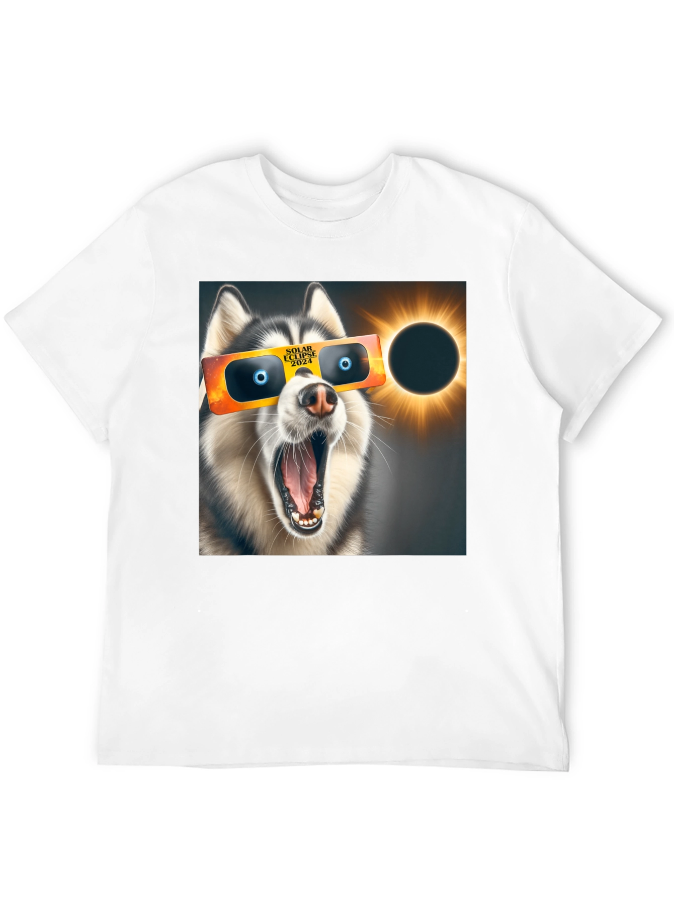 Camiseta Negra con Diseño de Eclipse Solar Canino