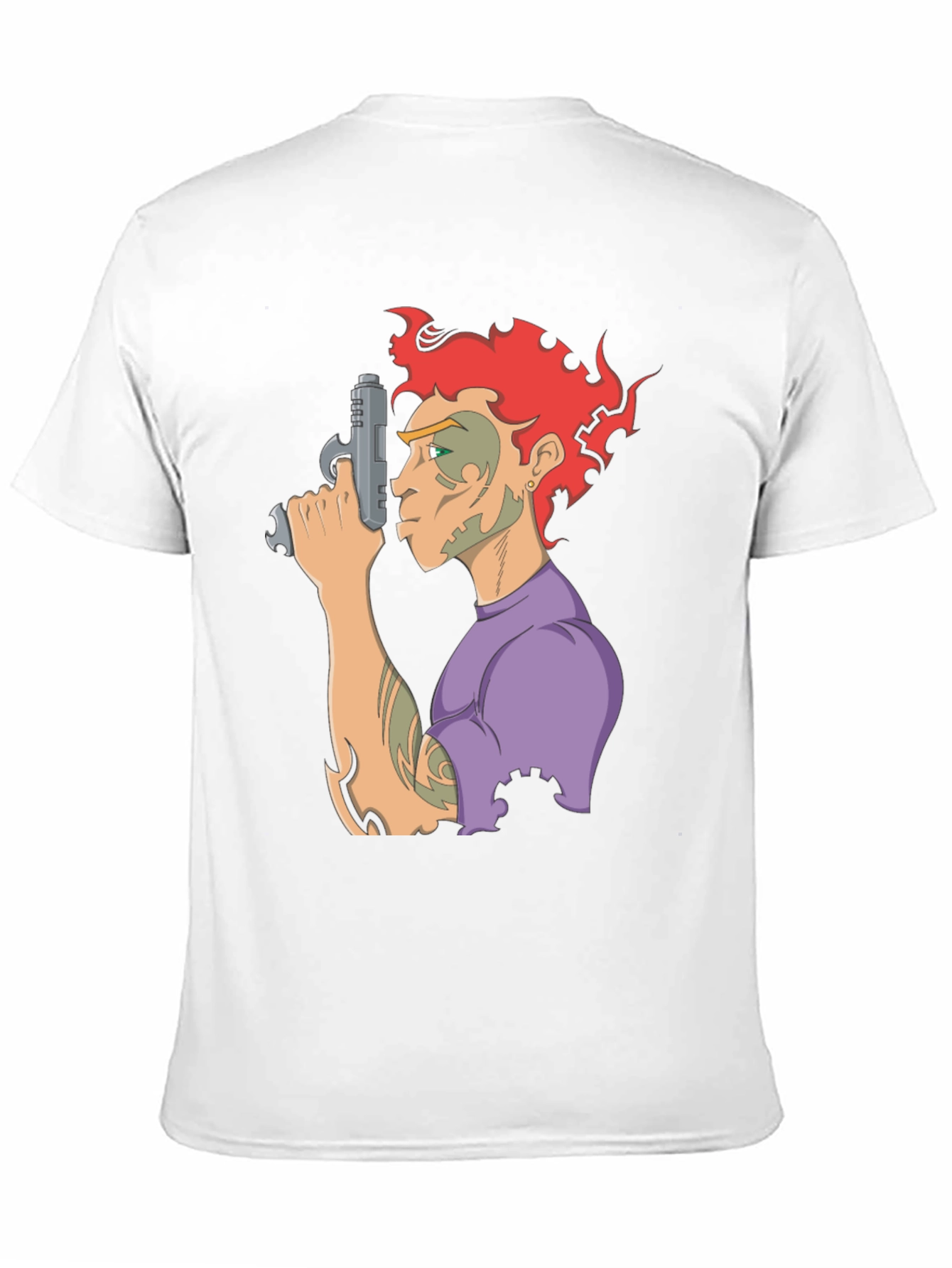 Camiseta Negra con Diseño Gráfico de Personaje con Pistola