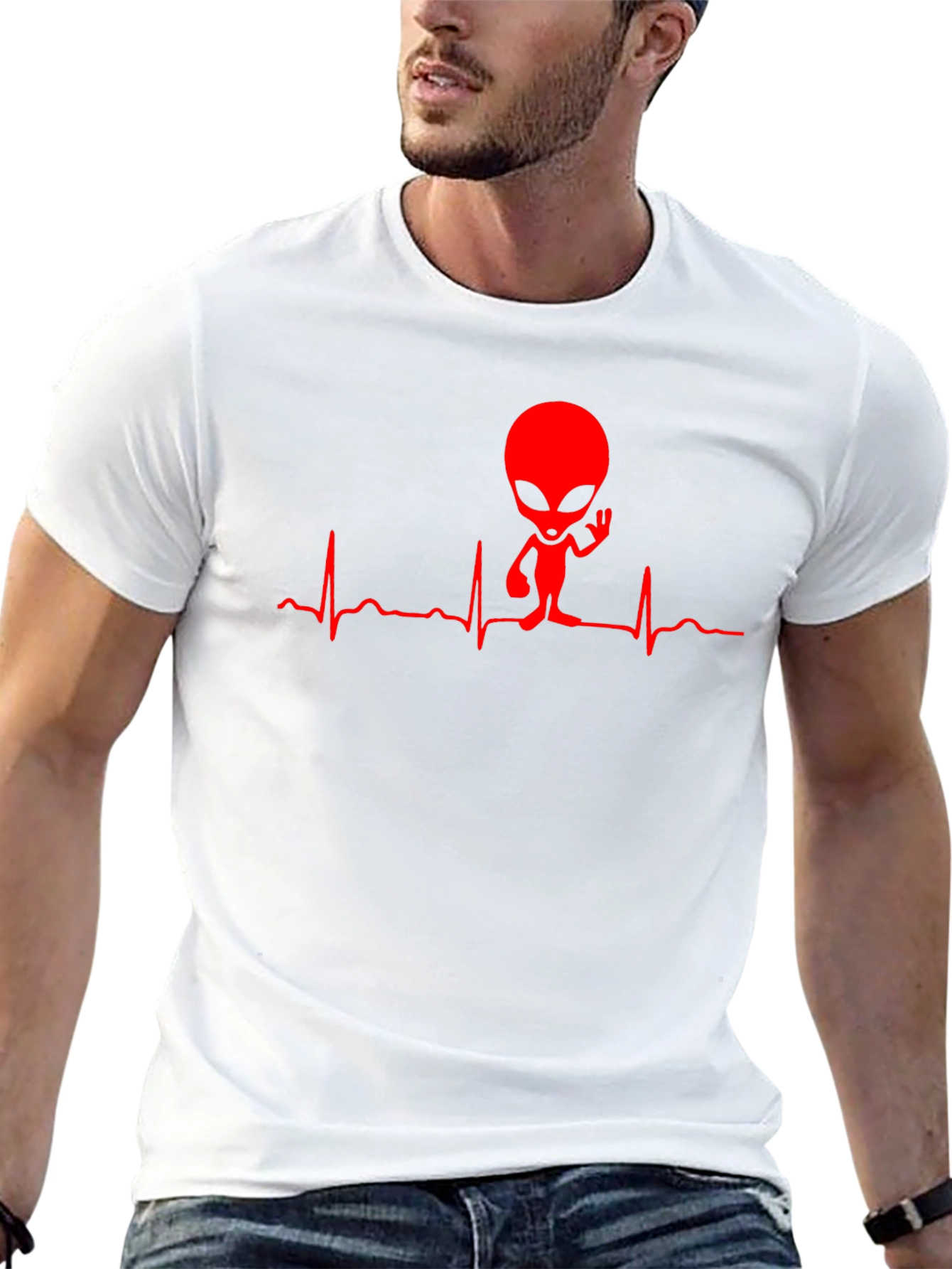 Camiseta Negra Alienígena Ritmo Cardíaco