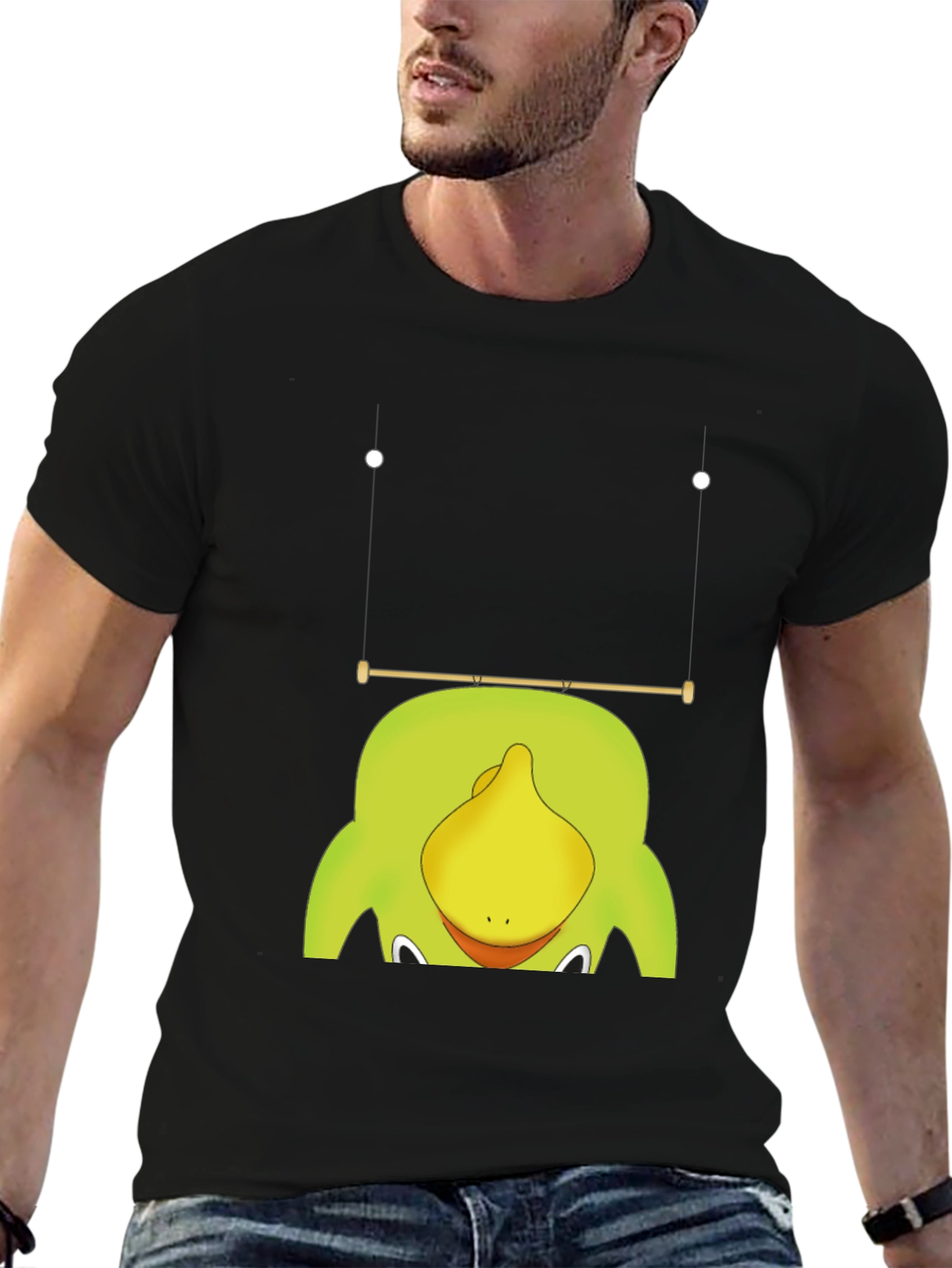 Camiseta Negra con Diseño Divertido de Personaje Animado