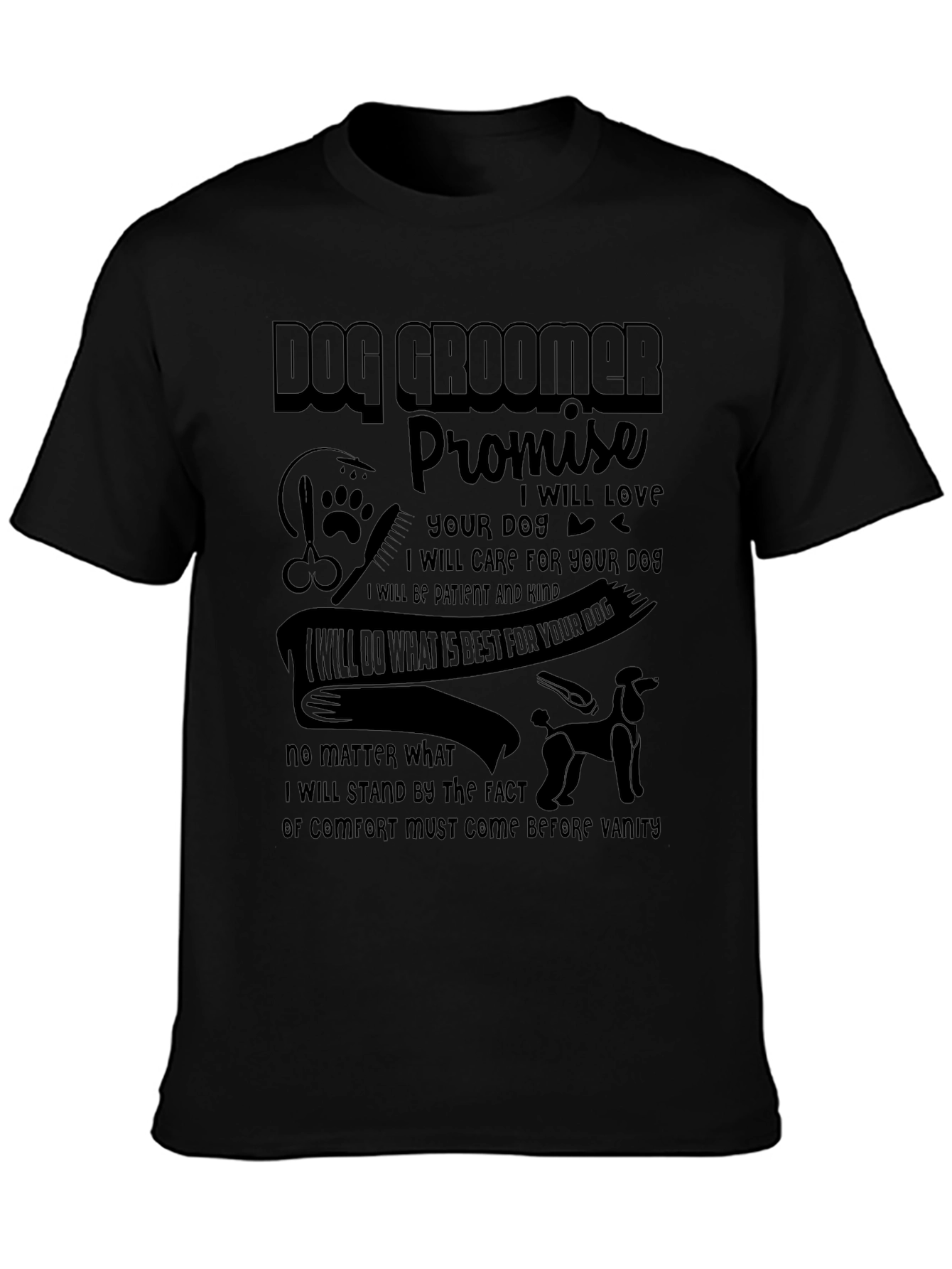 Camiseta Negra Dog Groomer Promise