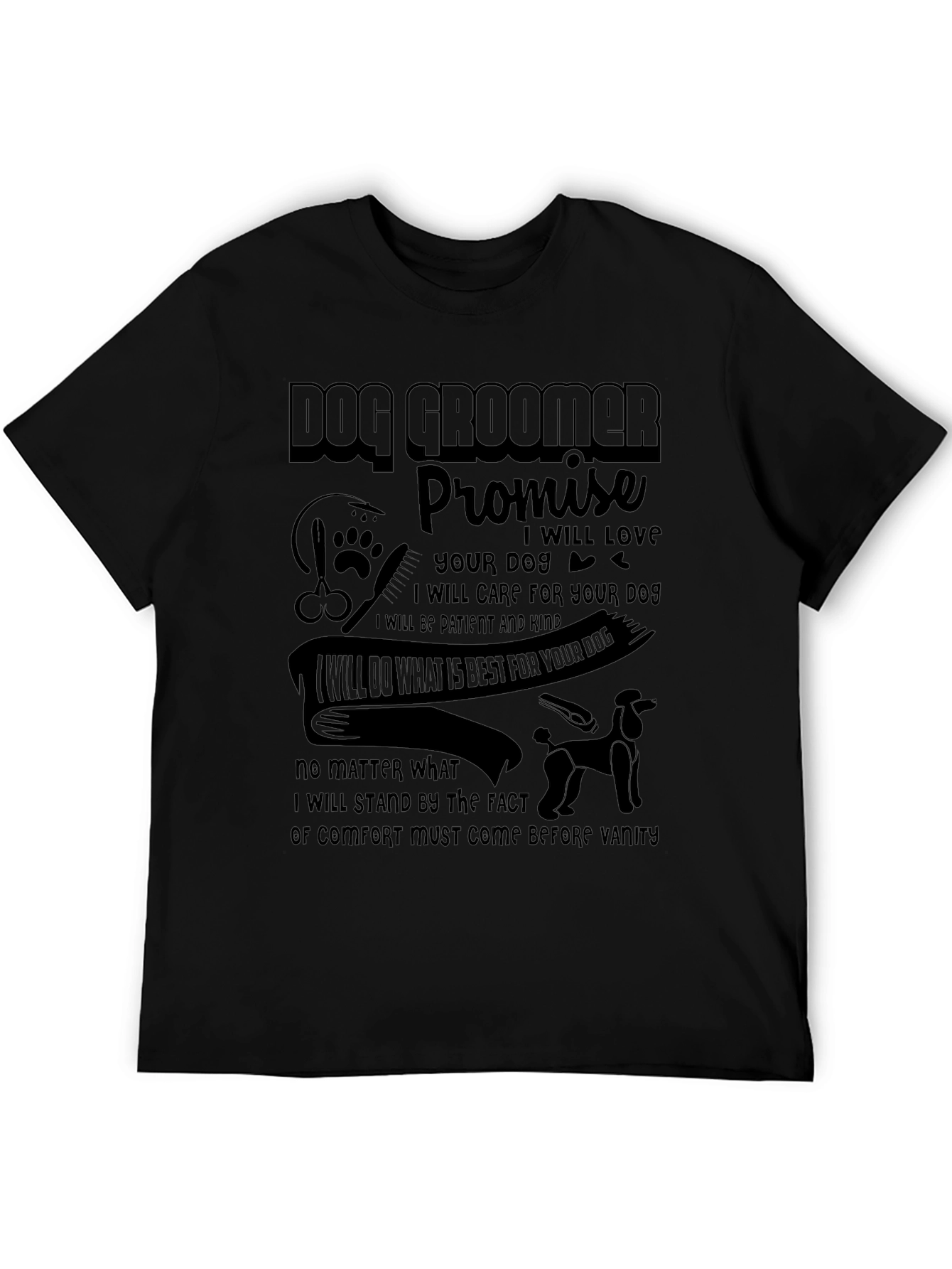 Camiseta Negra Dog Groomer Promise
