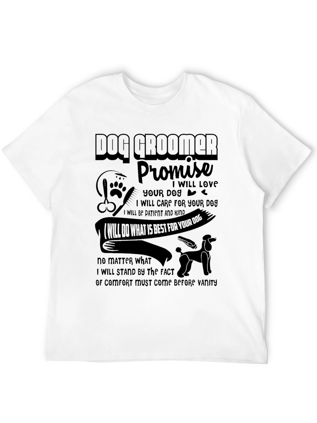Camiseta Negra Dog Groomer Promise
