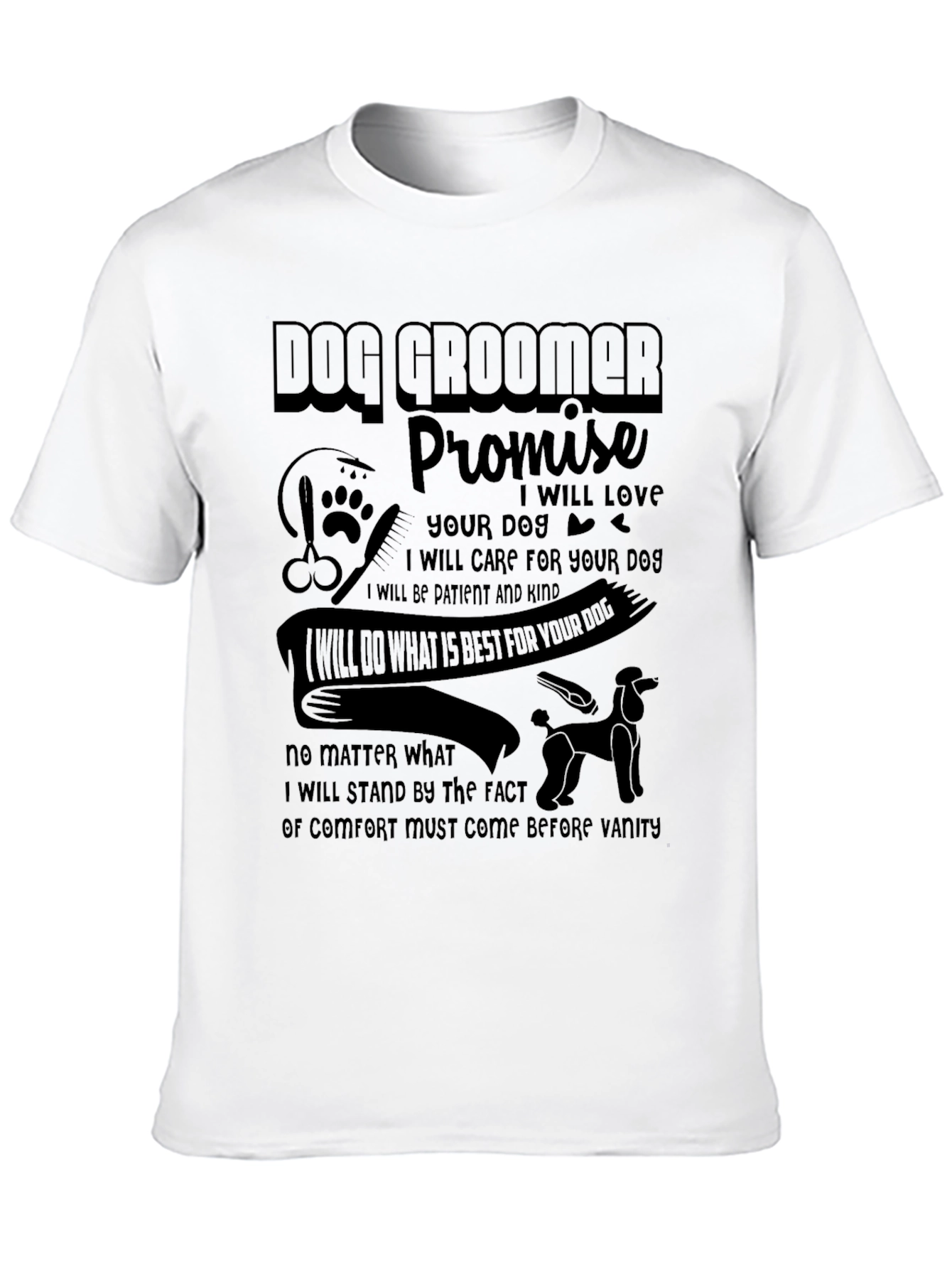 Camiseta Negra Dog Groomer Promise