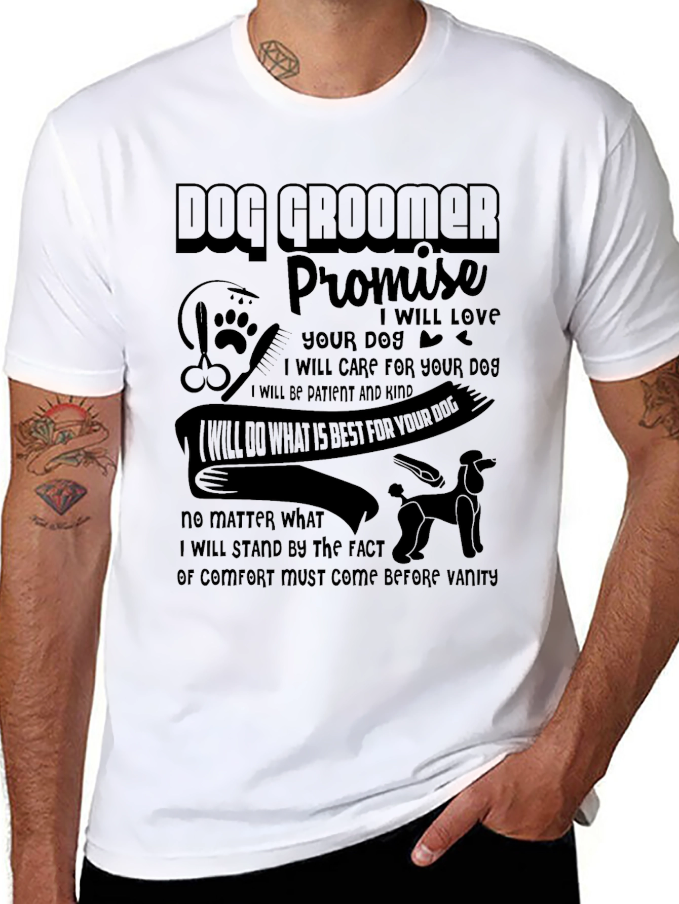 Camiseta Negra Dog Groomer Promise