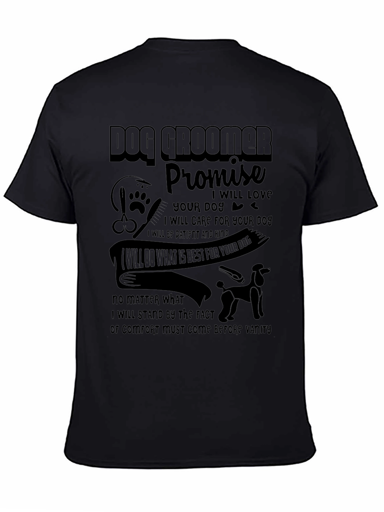 Camiseta Negra Dog Groomer Promise