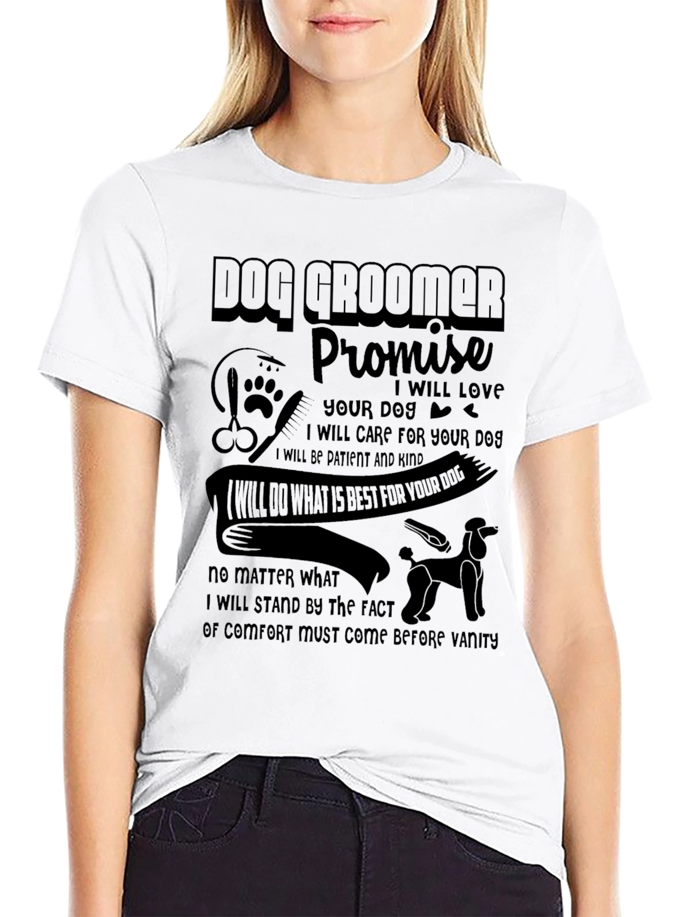 Camiseta Negra Dog Groomer Promise