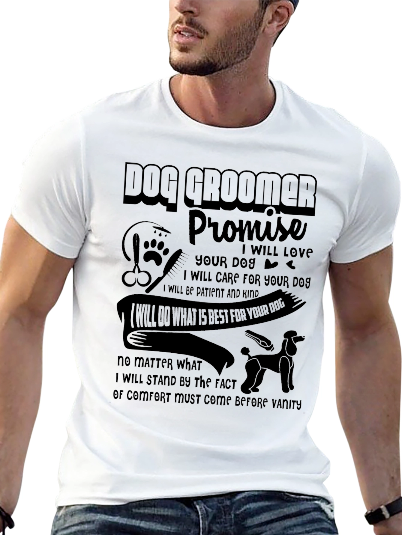 Camiseta Negra Dog Groomer Promise