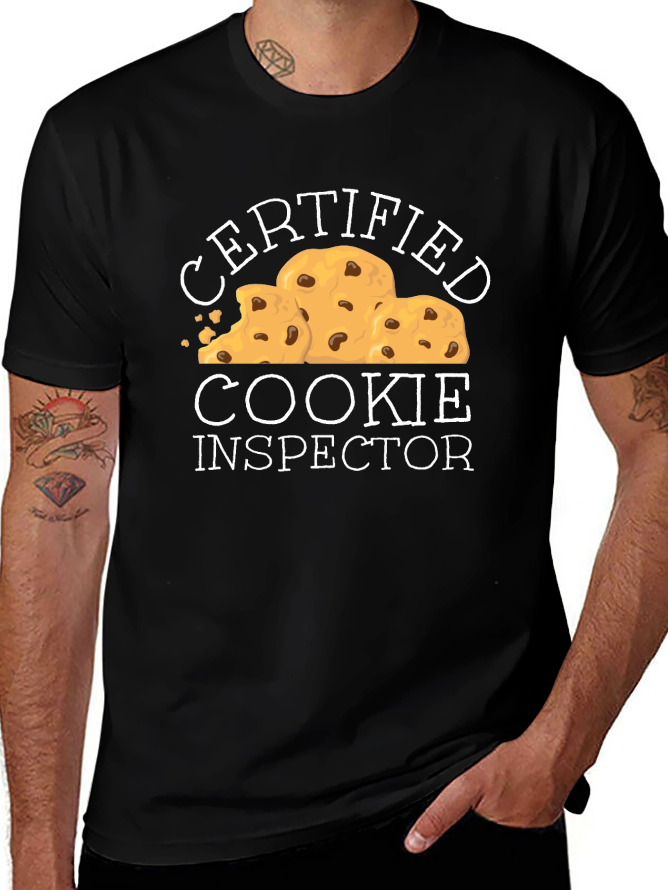 Camiseta Negra Certificado Inspector de Galletas