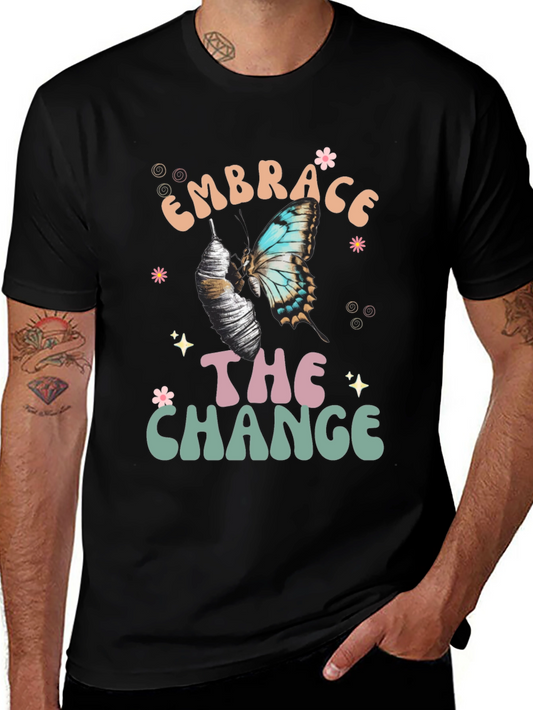 Camiseta Negra Abraza El Cambio con Mariposa