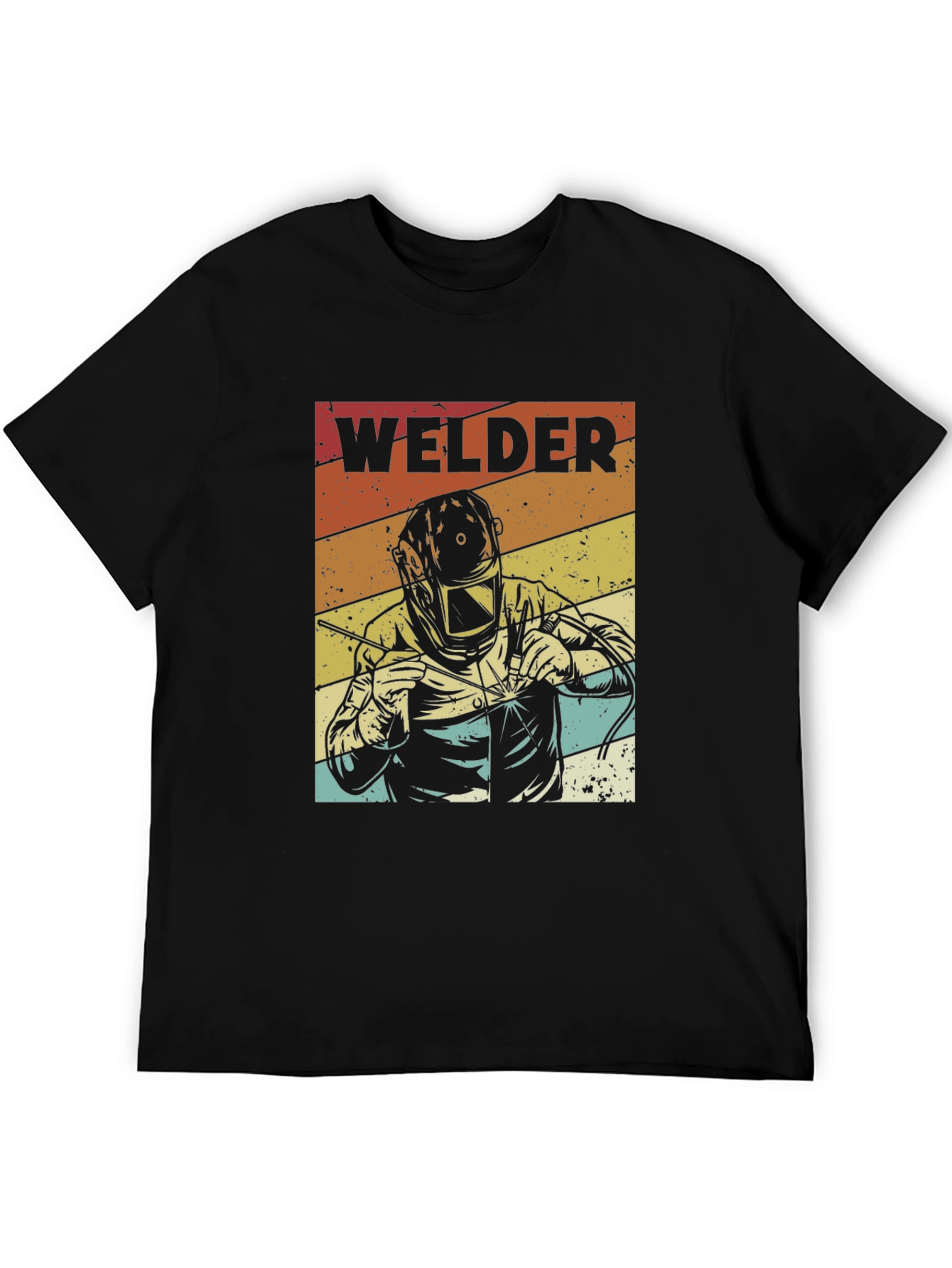 Camiseta Negra Retro Welder para Hombre