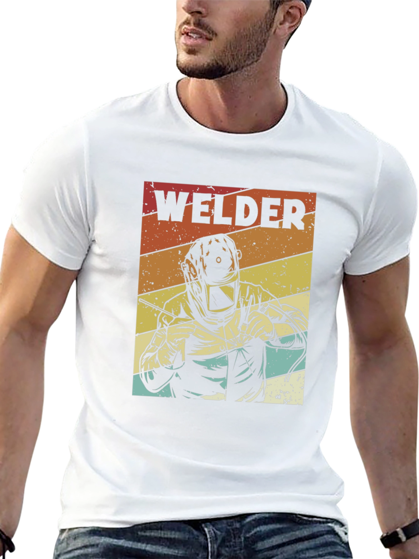 Camiseta Negra Retro Welder para Hombre