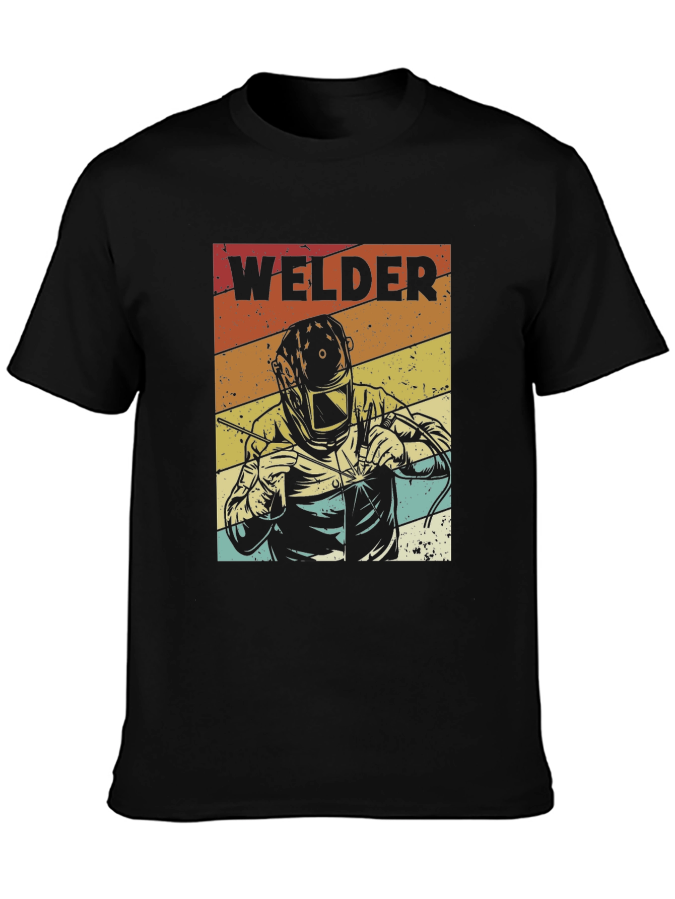 Camiseta Negra Retro Welder para Hombre