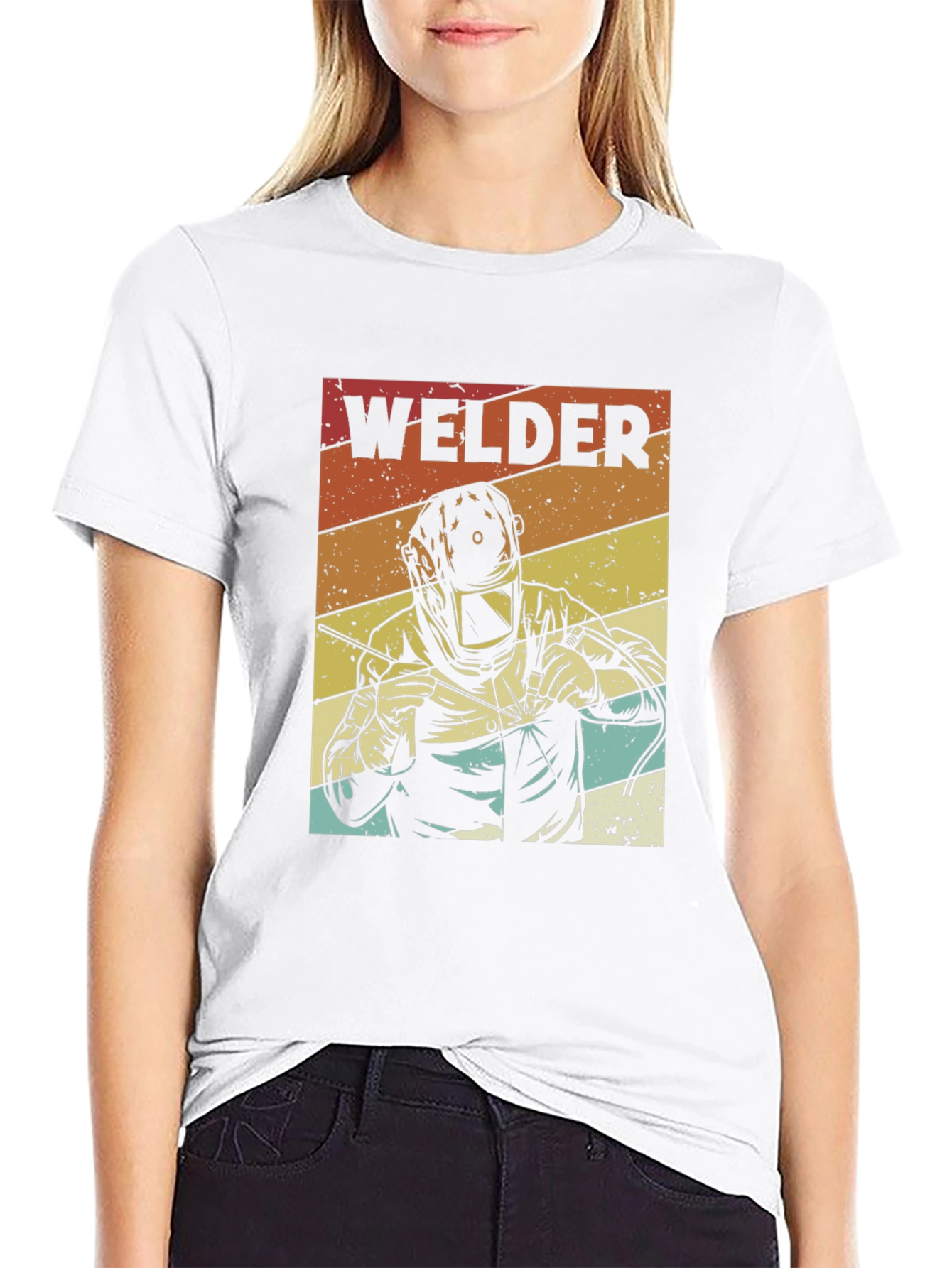 Camiseta Negra Retro Welder para Hombre