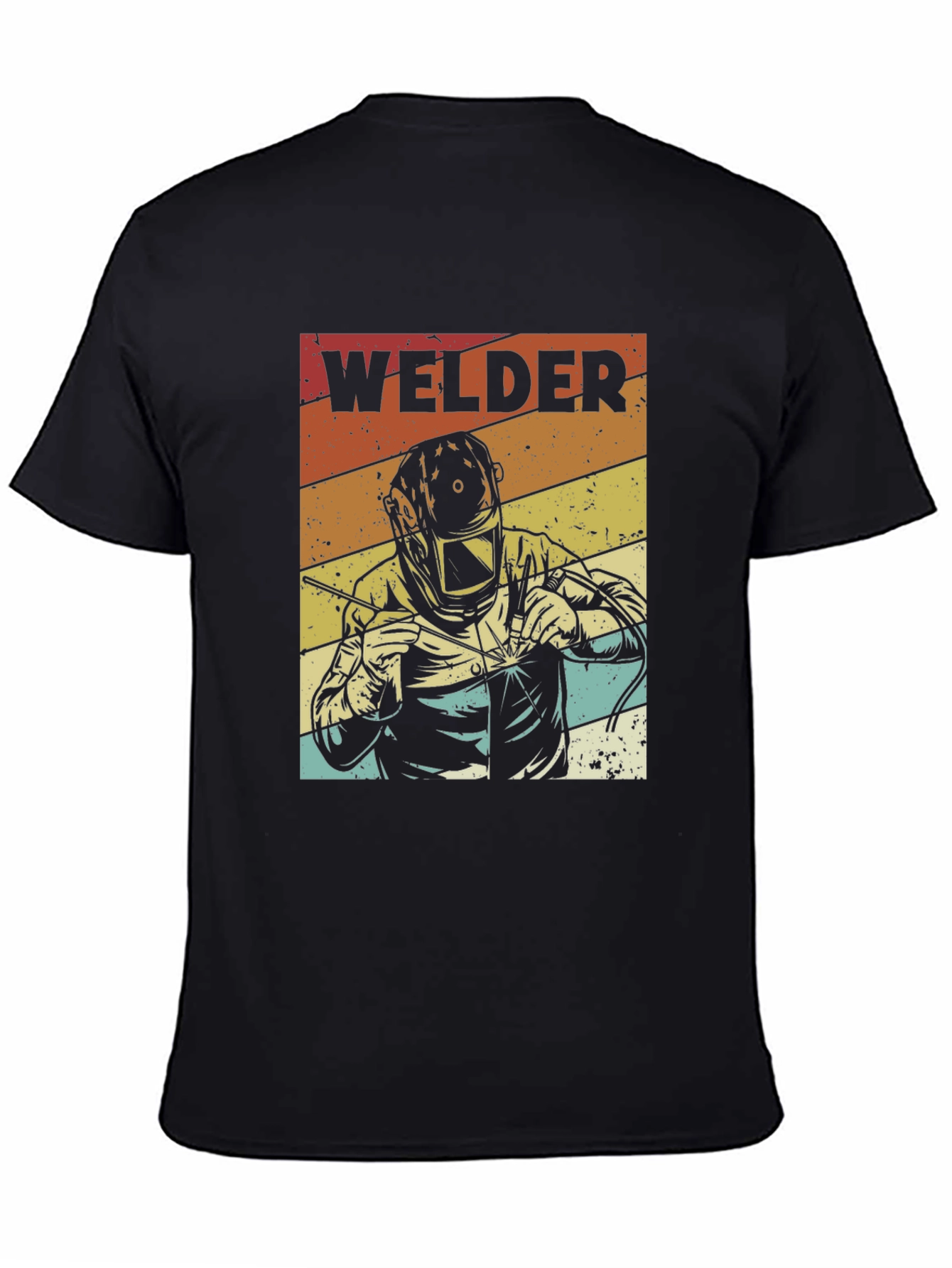 Camiseta Negra Retro Welder para Hombre