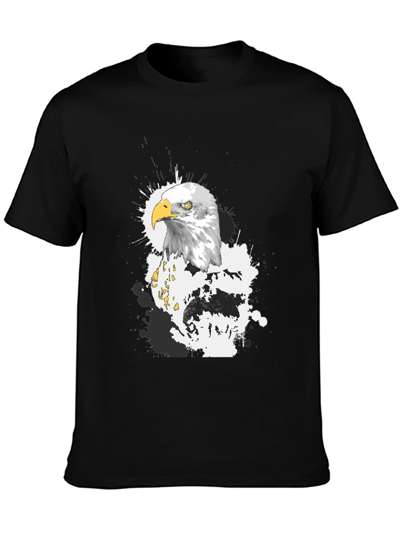Camiseta Negra con Estampado de Águila Abstracta