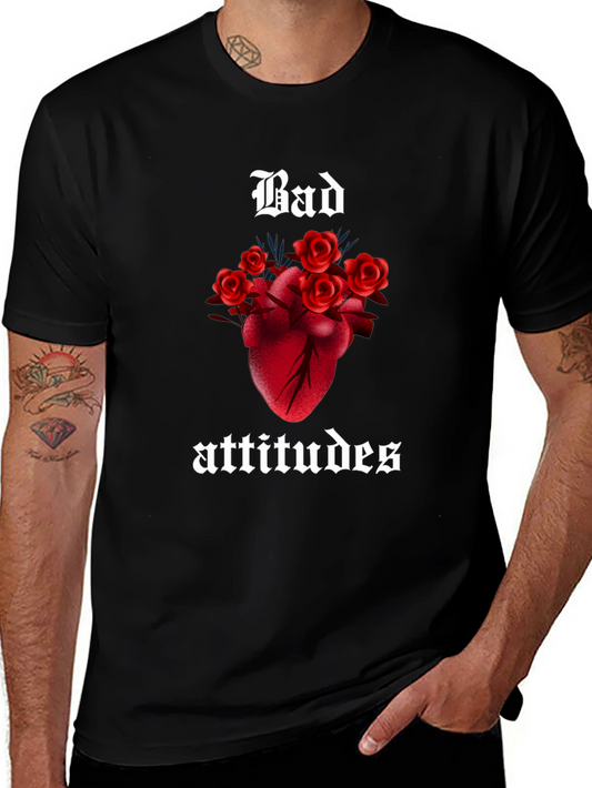Camiseta Negra Corazón de Rosas Bad Attitudes