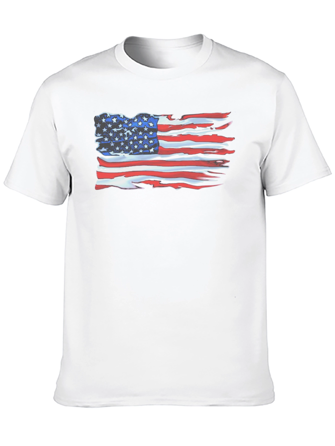 Camiseta Negra con Bandera Americana Desgastada