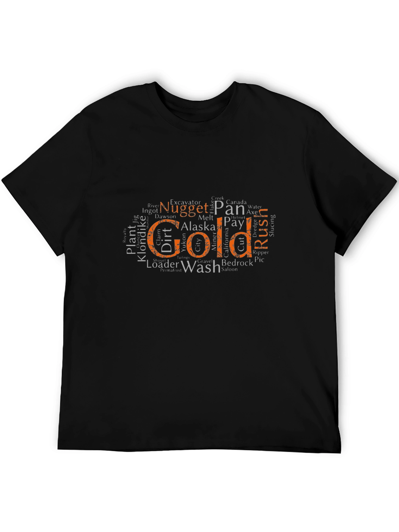 Camiseta Negra con Diseño de Minería de Oro