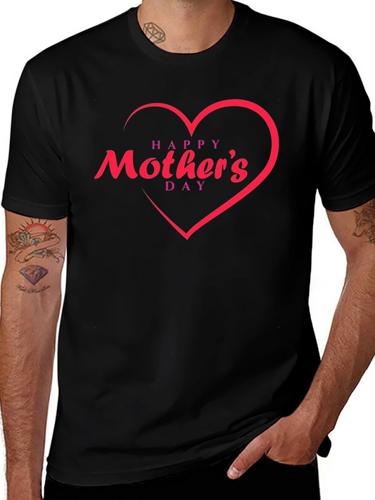 Camiseta Negra Feliz Día de la Madre con Corazón Rojo