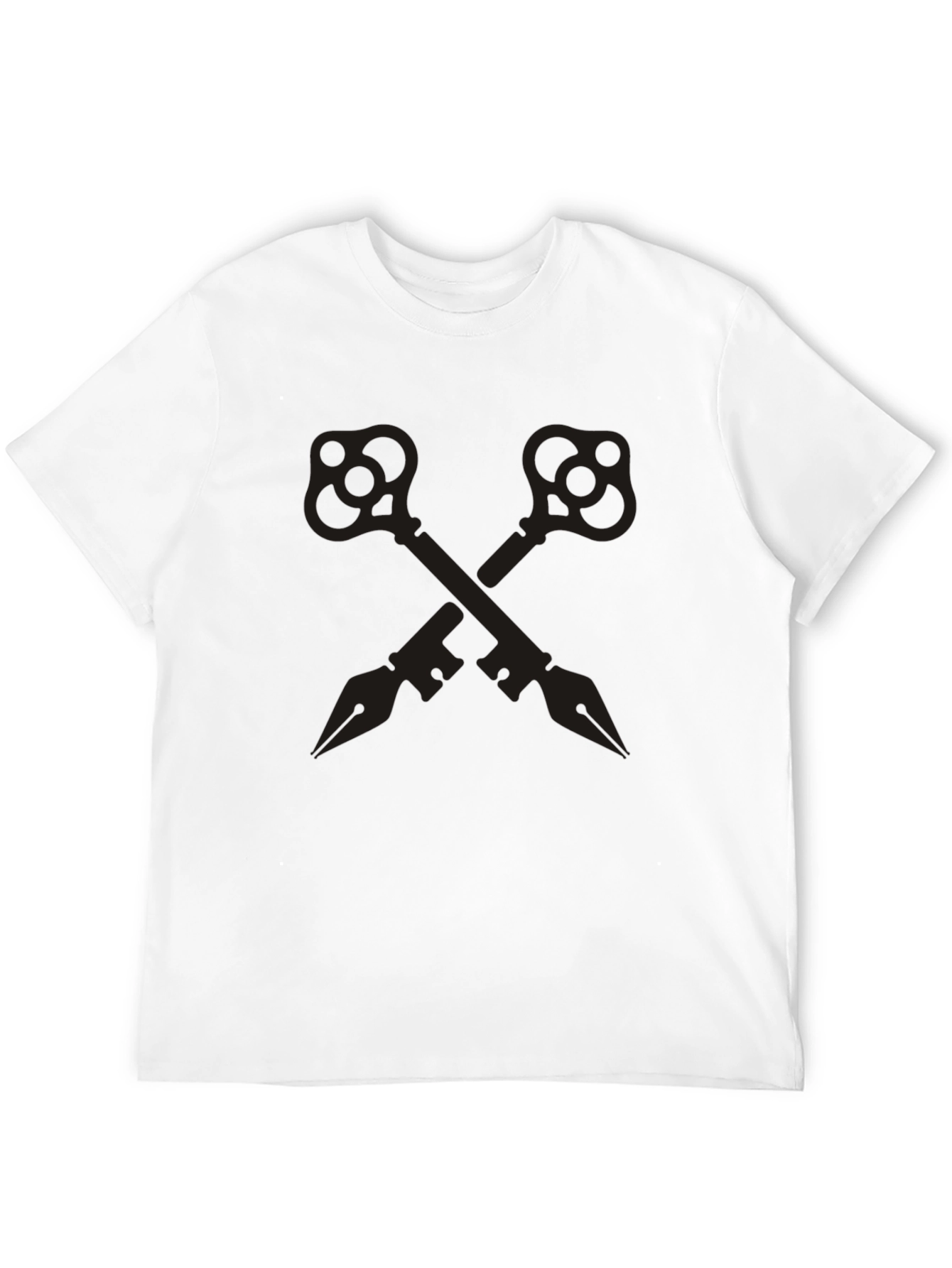 Camiseta Negra con Diseño de Llaves Cruzadas