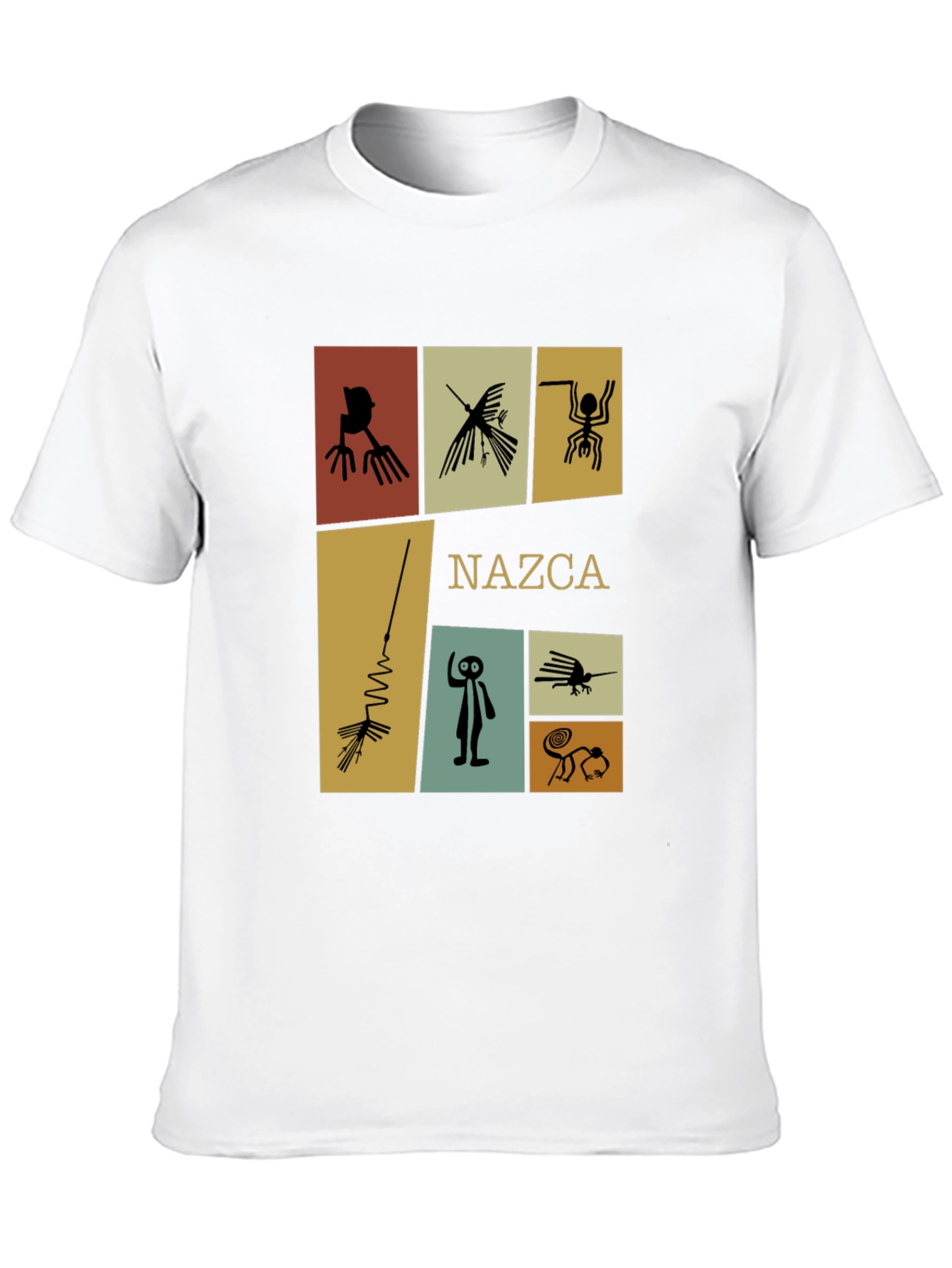 Camiseta Negra con Diseño de Líneas de Nazca