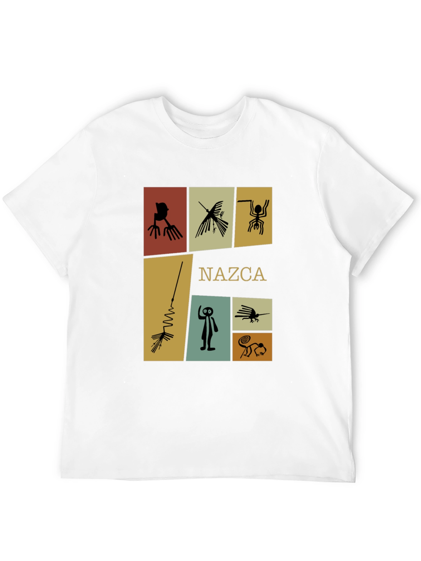 Camiseta Negra con Diseño de Líneas de Nazca
