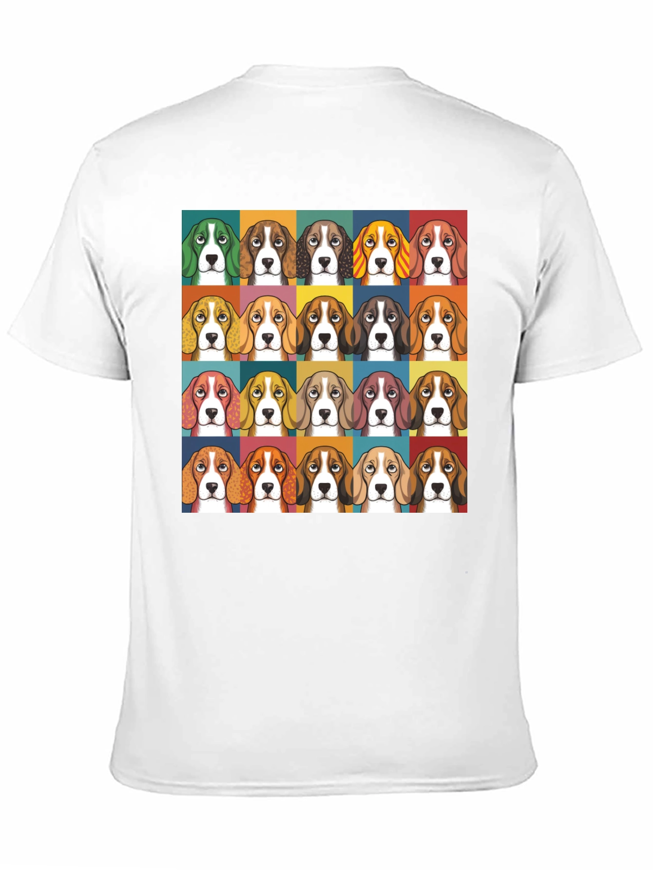 Camiseta Negra con Estampado de Caras de Beagle