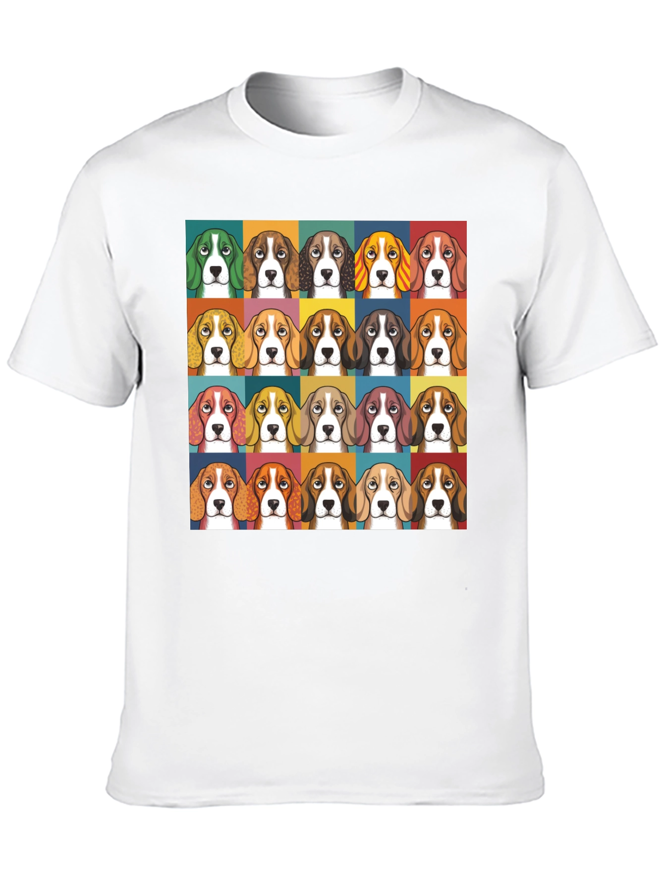 Camiseta Negra con Estampado de Caras de Beagle