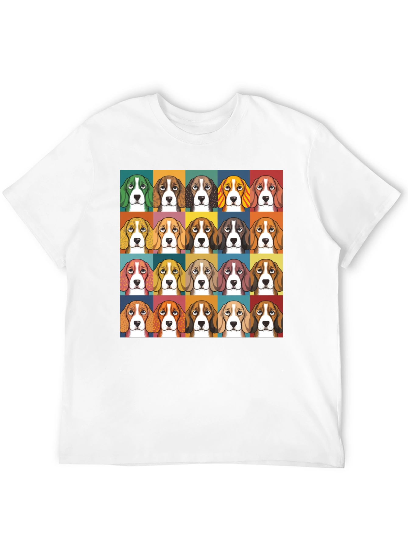 Camiseta Negra con Estampado de Caras de Beagle