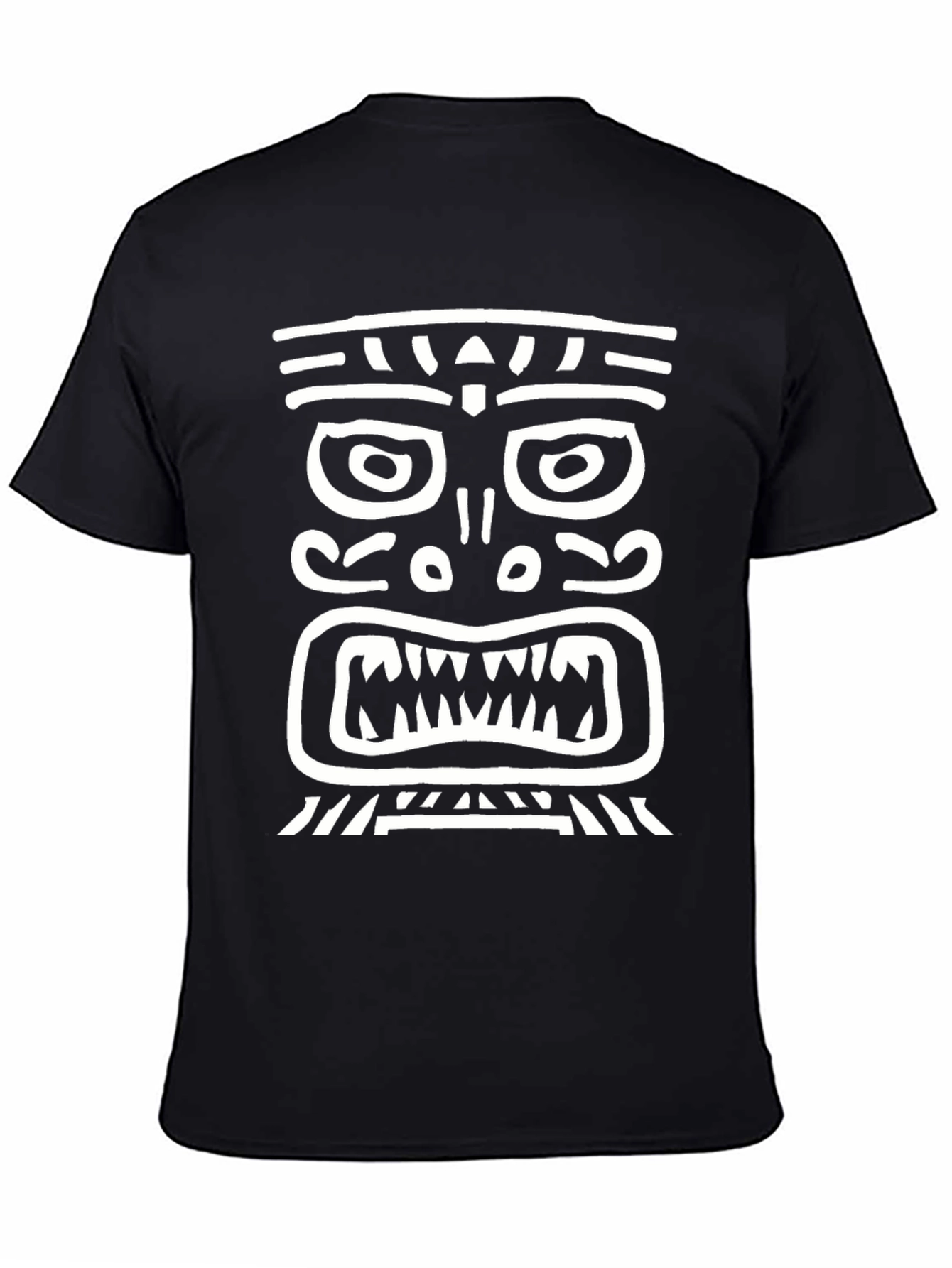Camiseta Negra con Diseño Tribal Blanco