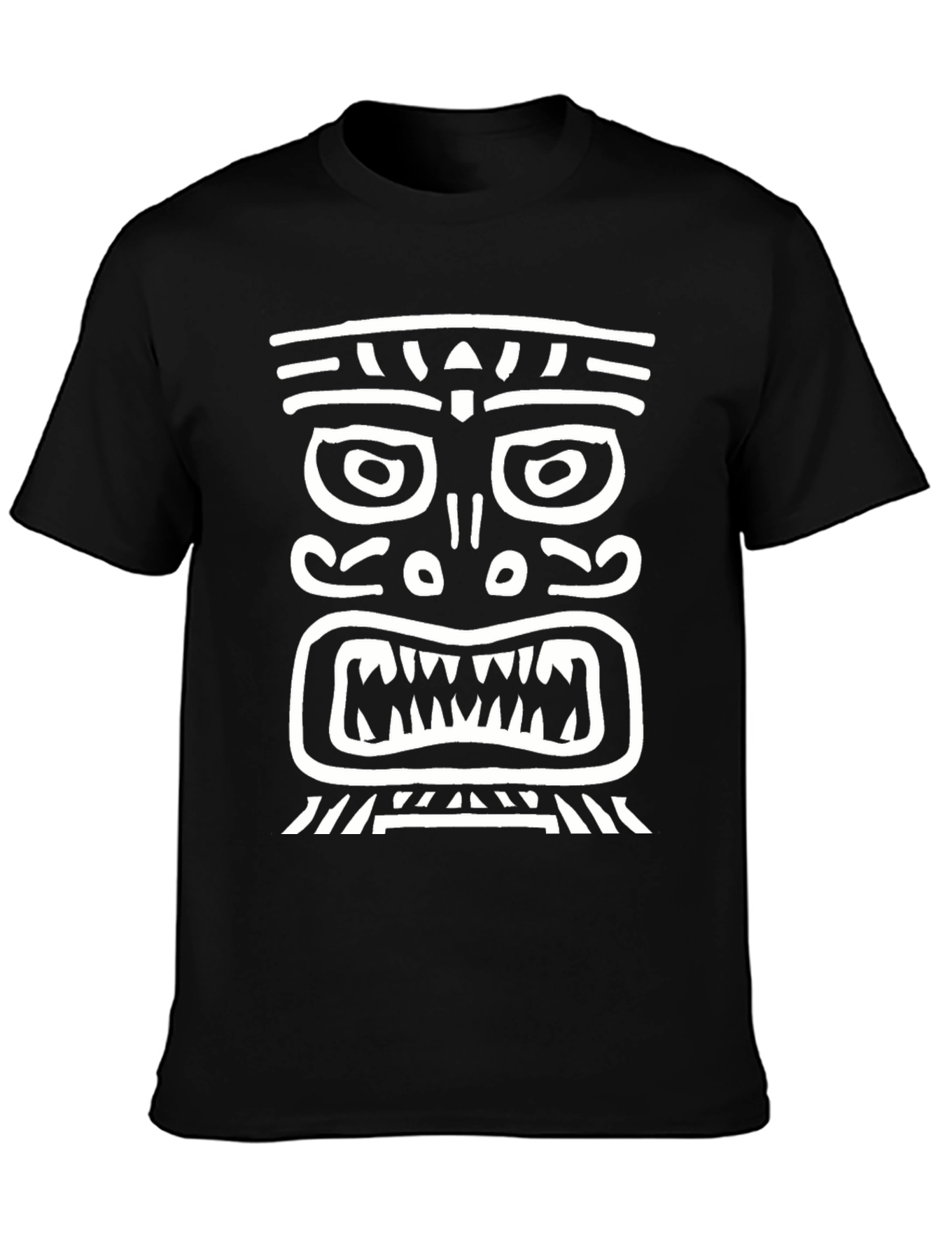 Camiseta Negra con Diseño Tribal Blanco