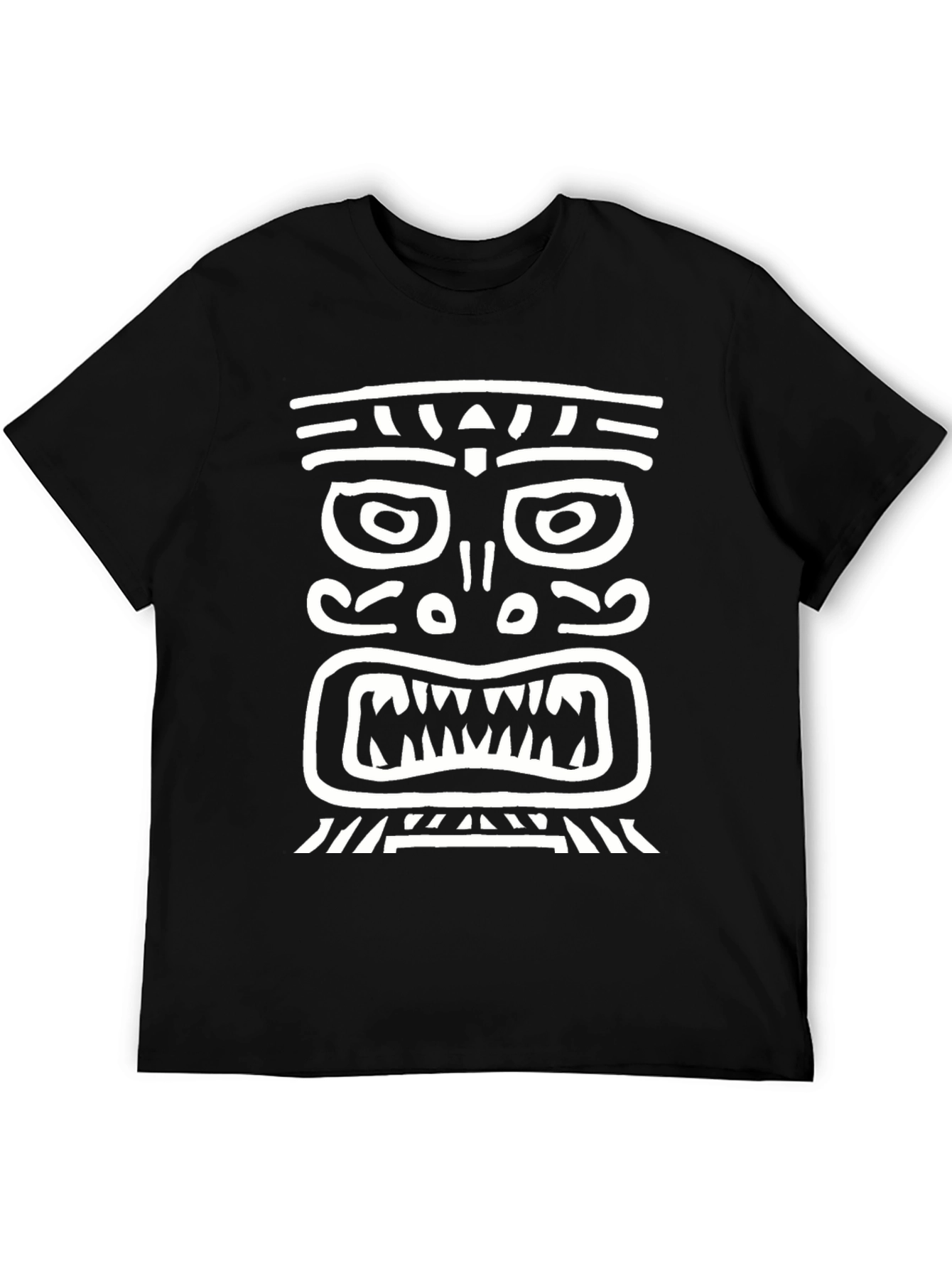 Camiseta Negra con Diseño Tribal Blanco