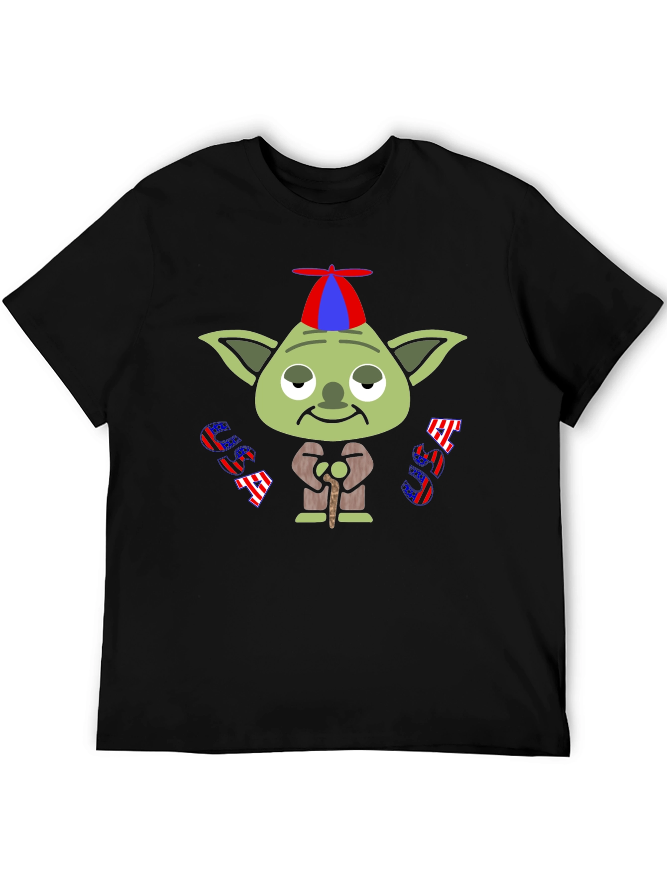 Camiseta Negra con Yoda Patriótico