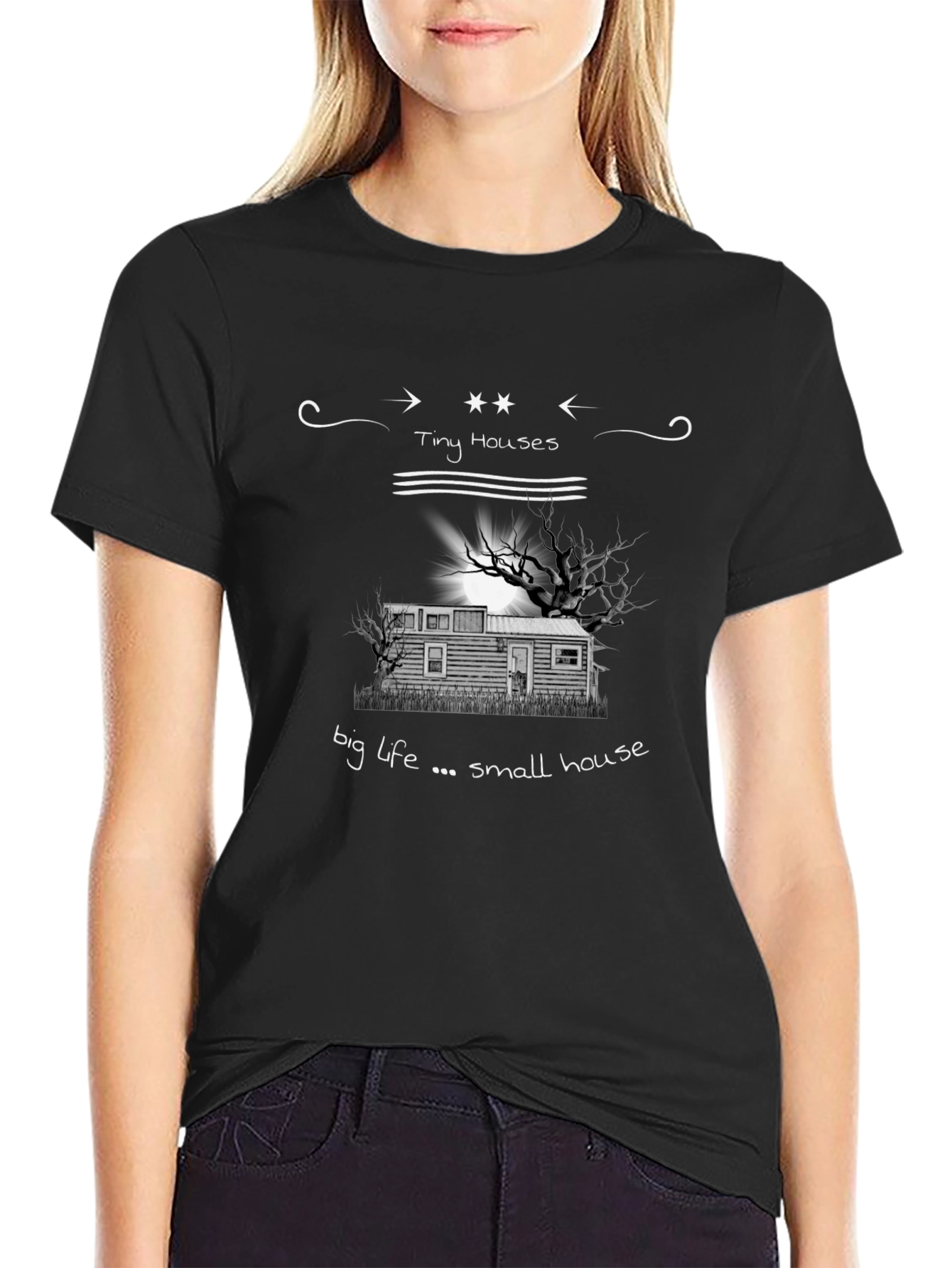 Camiseta Negra Tiny Houses Big Life