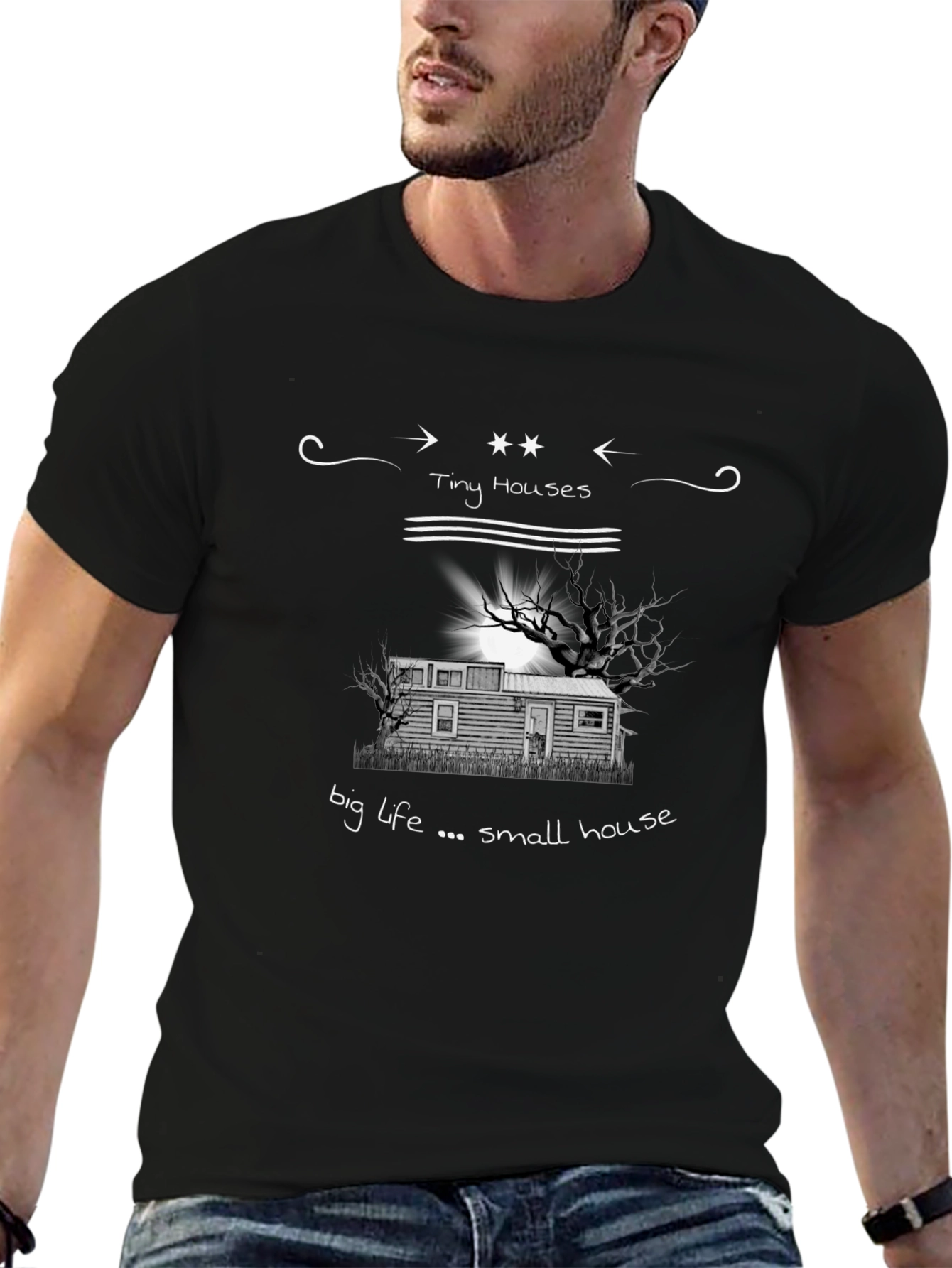 Camiseta Negra Tiny Houses Big Life