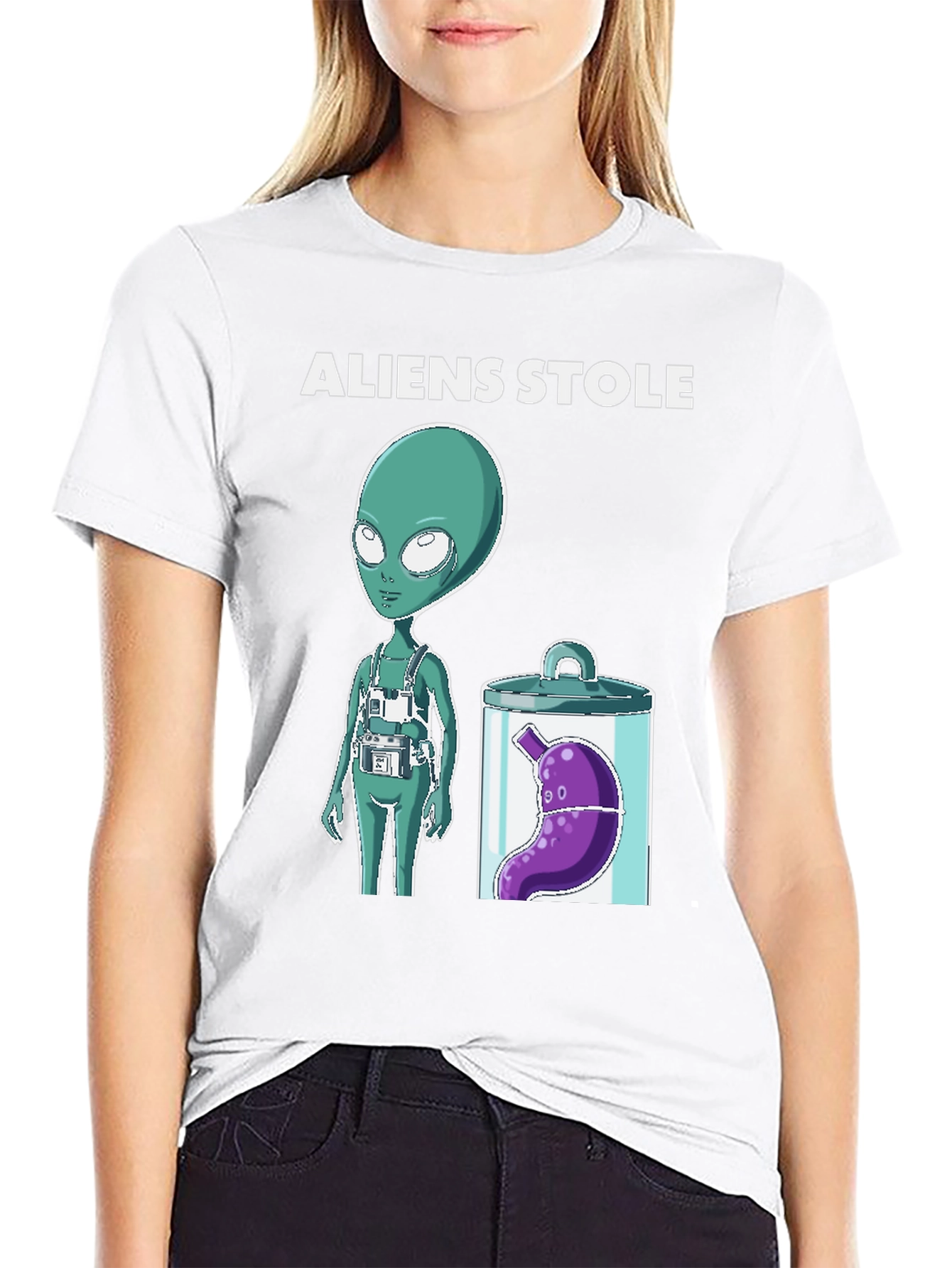 Camiseta Humor Alienígena Aliens Stole My Stomach