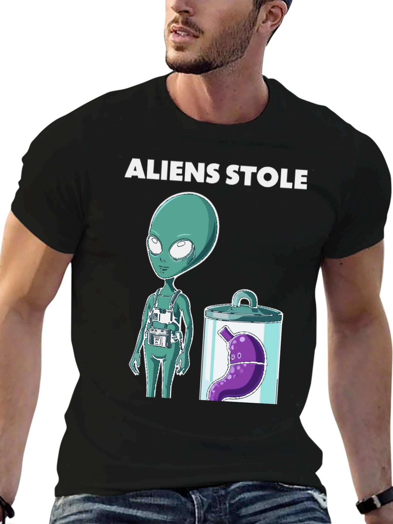 Camiseta Humor Alienígena Aliens Stole My Stomach