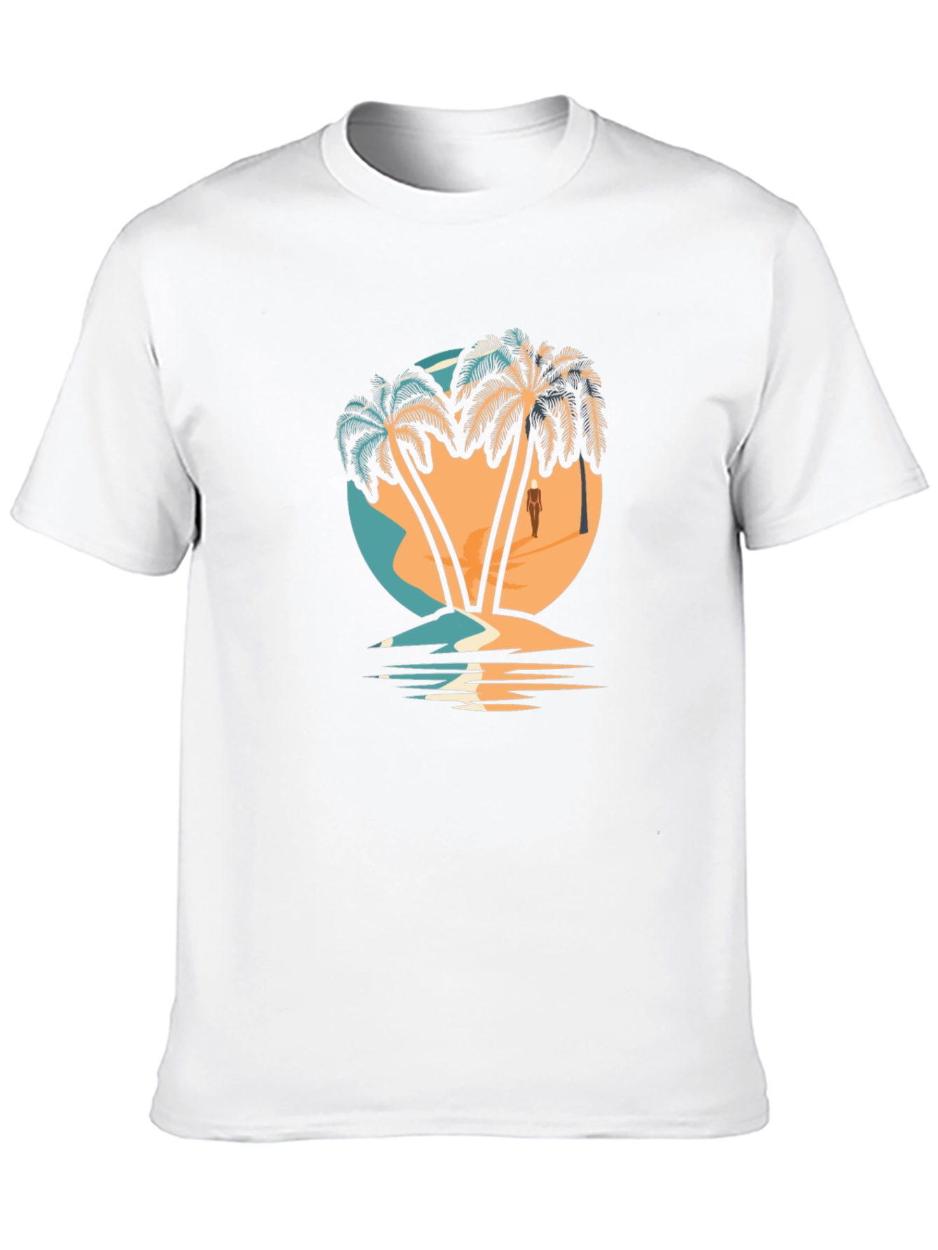 Camiseta Negra con Diseño de Palmeras Tropicales