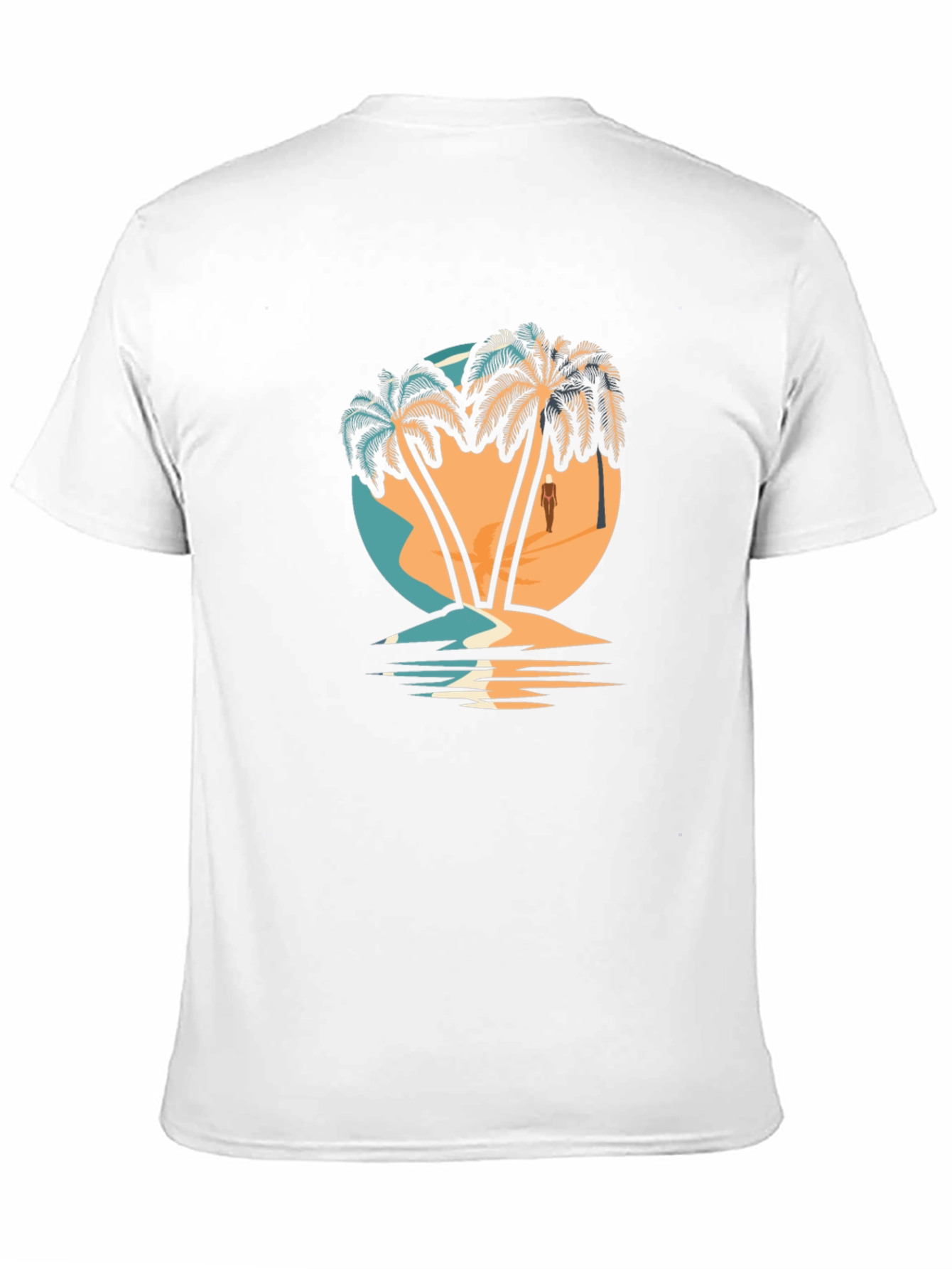 Camiseta Negra con Diseño de Palmeras Tropicales