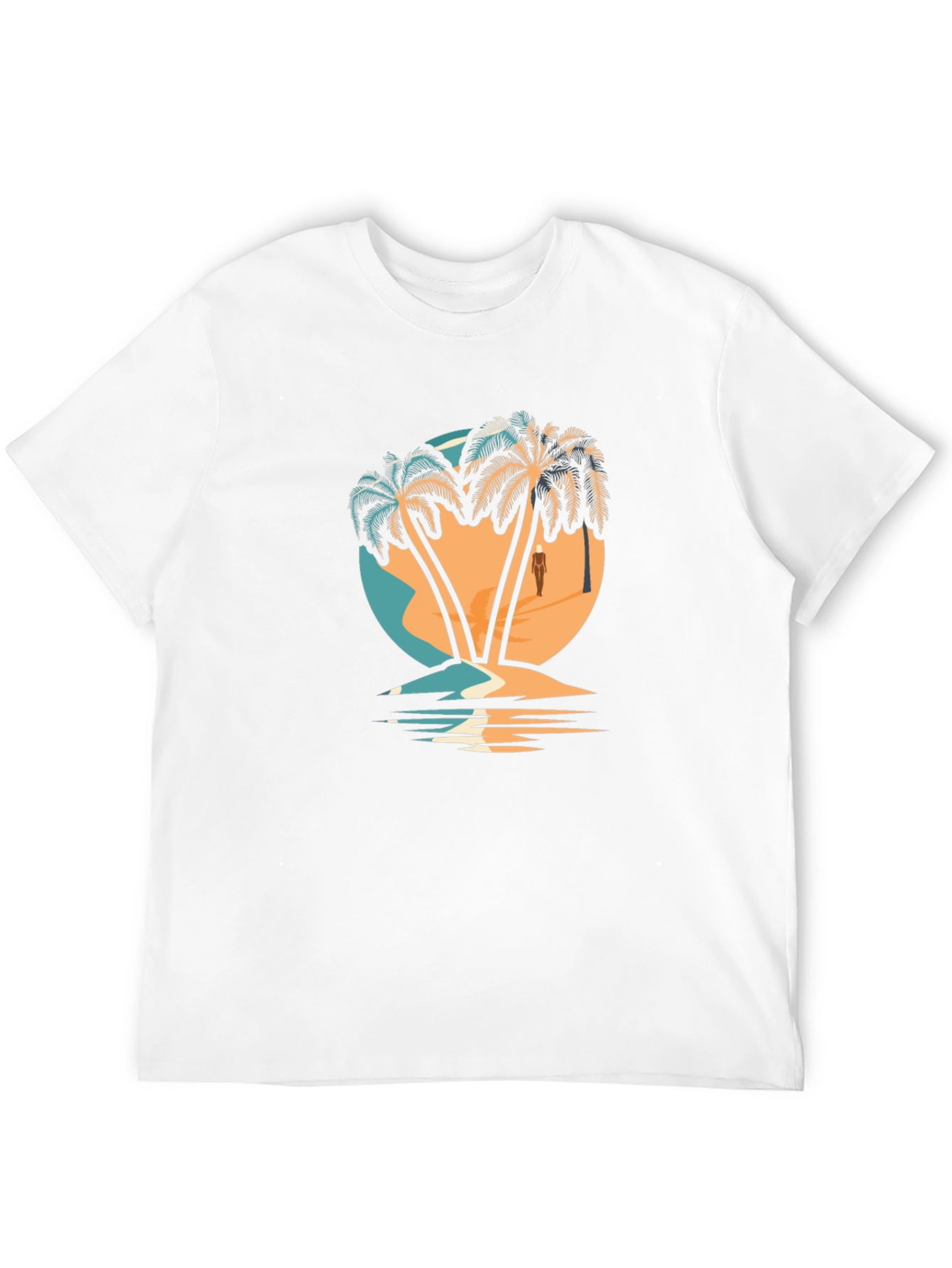 Camiseta Negra con Diseño de Palmeras Tropicales