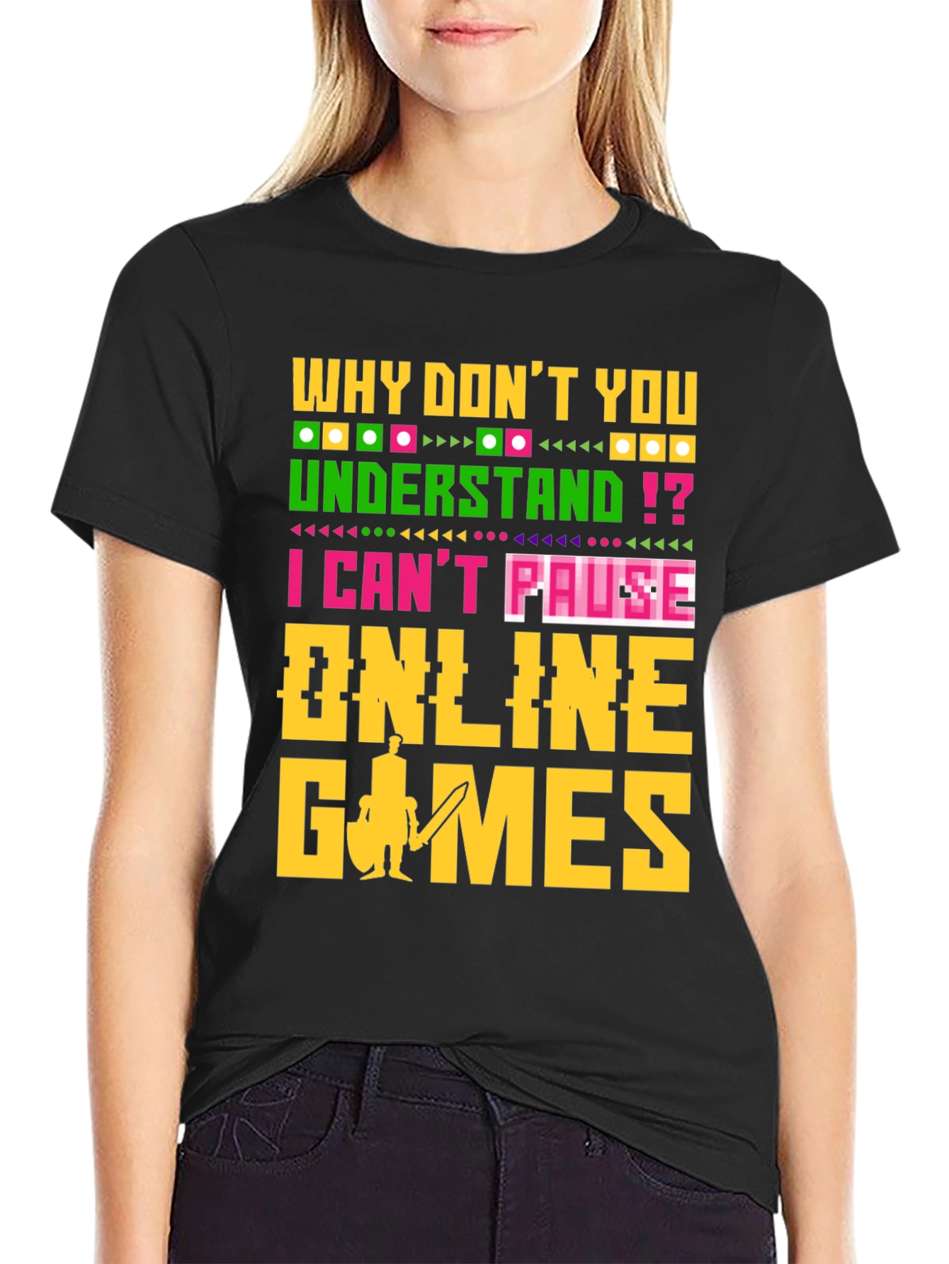 Camiseta Negra Gamer: No Puedo Pausar Juegos Online