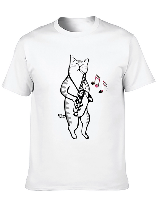 Camiseta Negra con Gato Músico