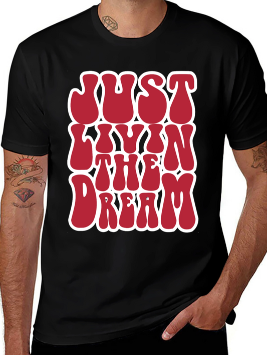 Camiseta Negra Just Livin The Dream Retro
