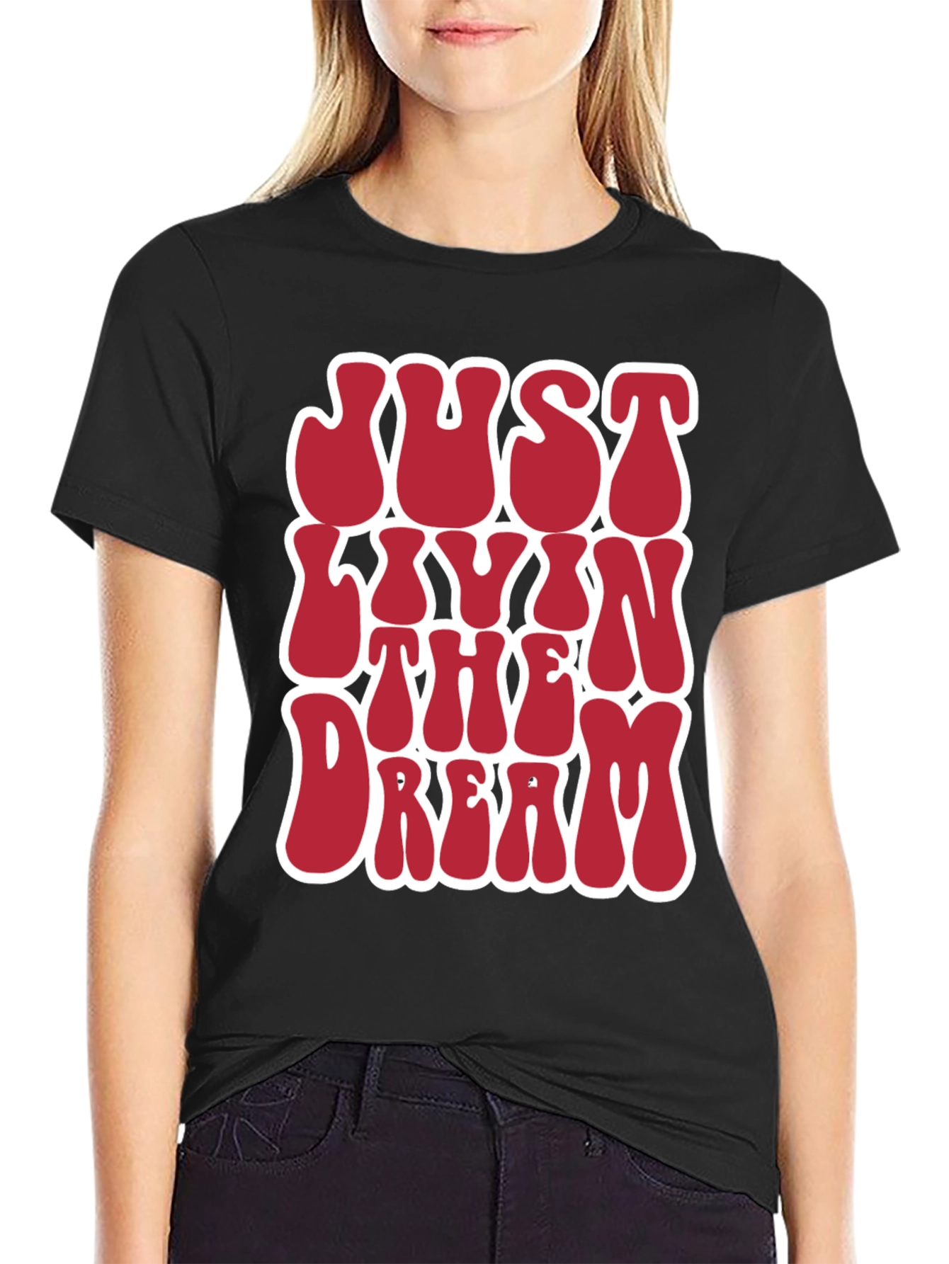 Camiseta Negra Just Livin The Dream Retro