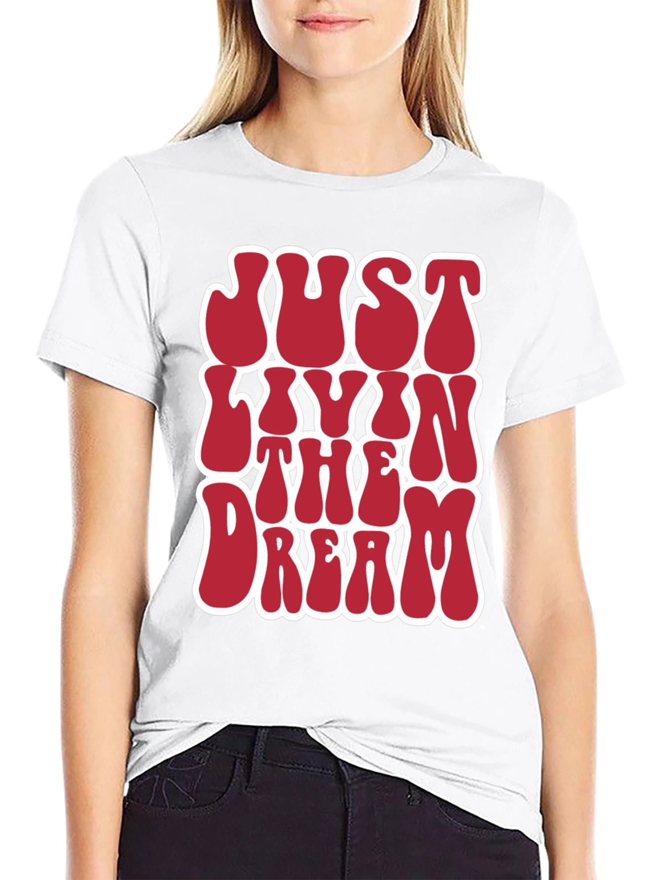 Camiseta Negra Just Livin The Dream Retro