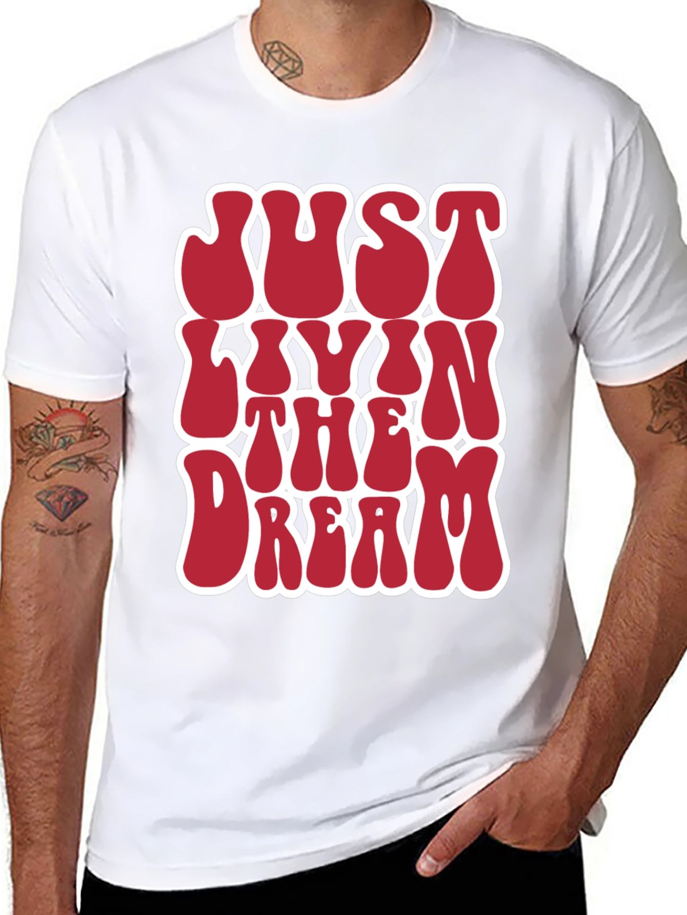 Camiseta Negra Just Livin The Dream Retro