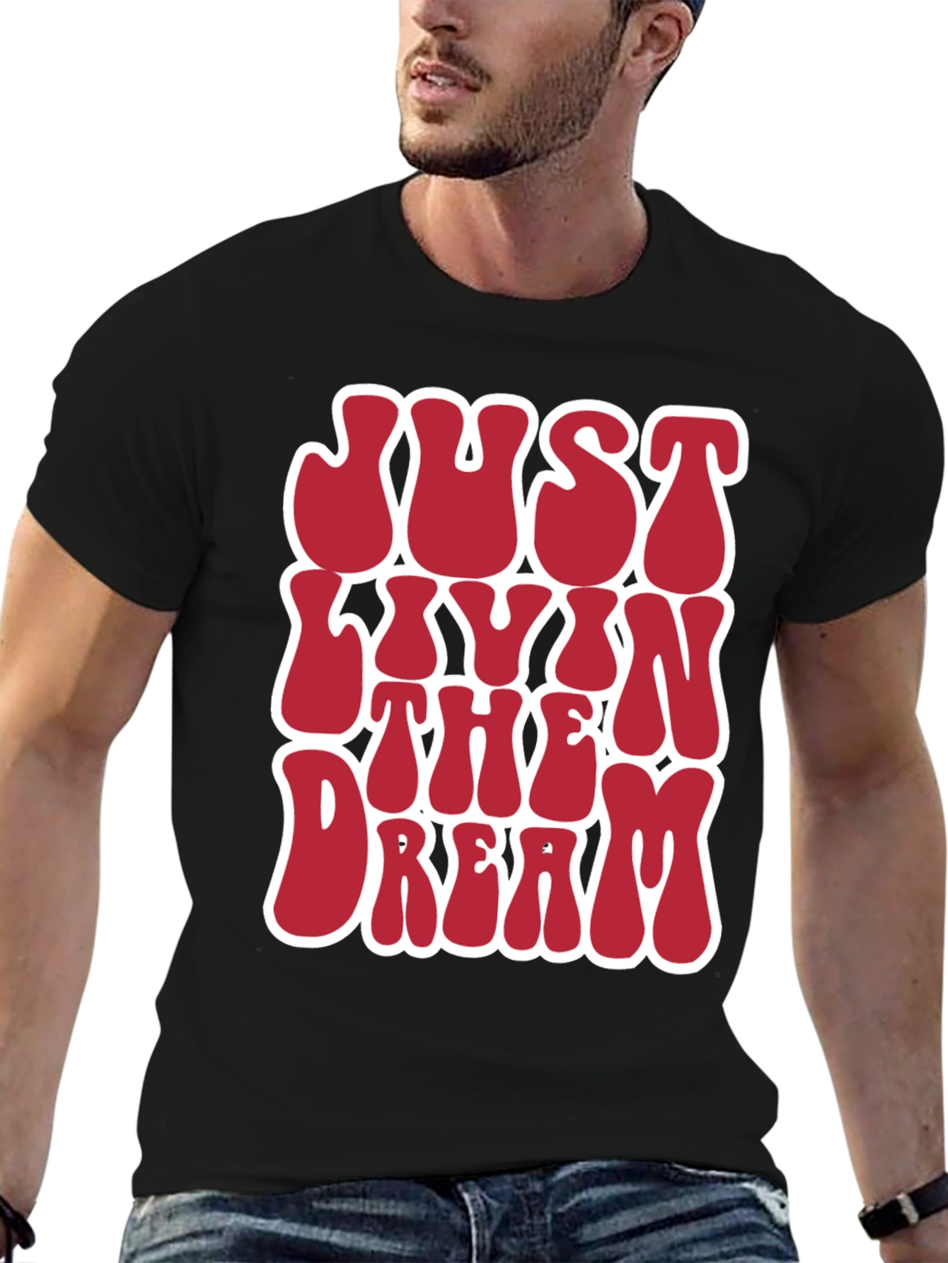 Camiseta Negra Just Livin The Dream Retro