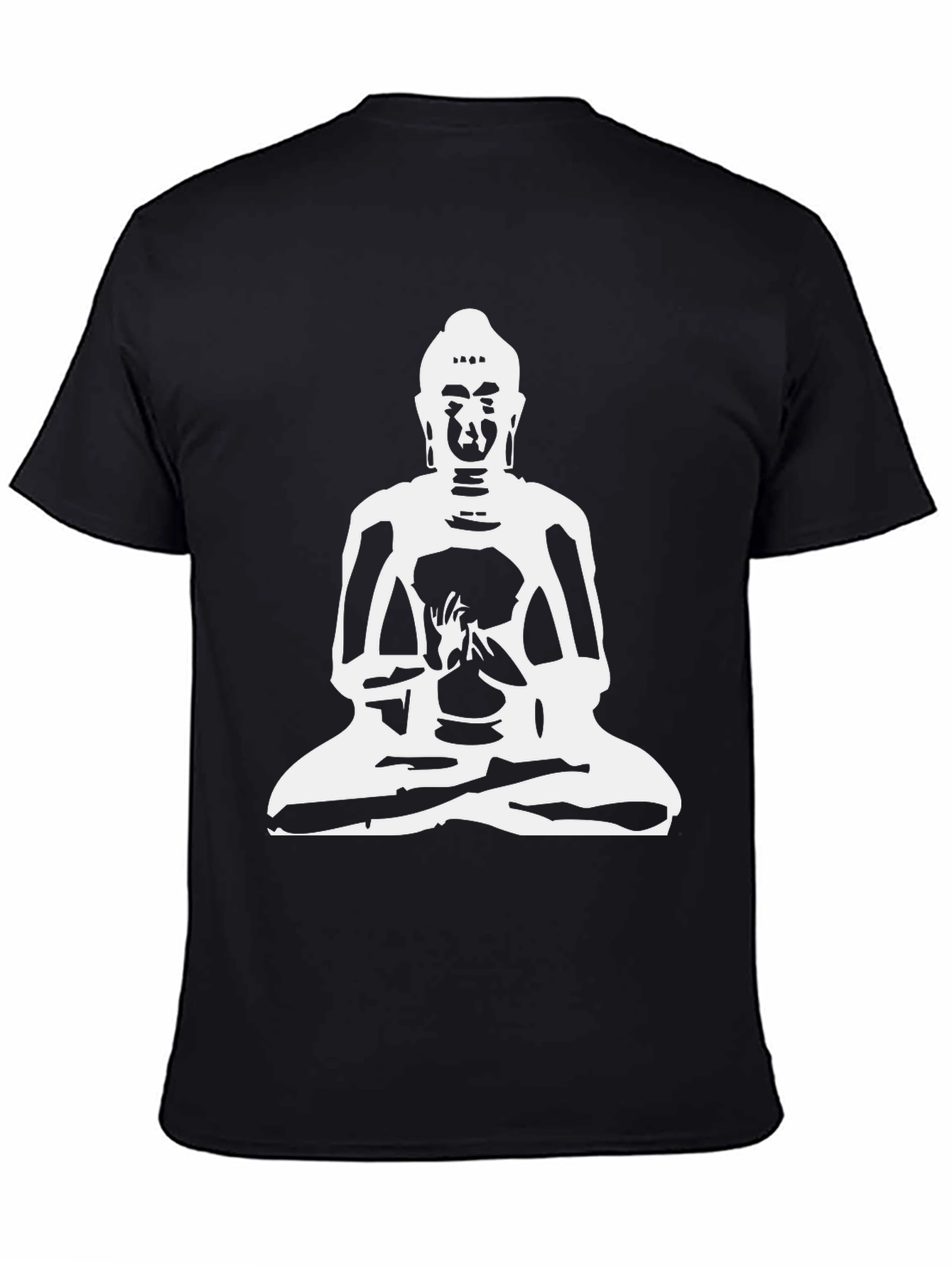 Camiseta Negra Buda Meditando Hombre Algodón